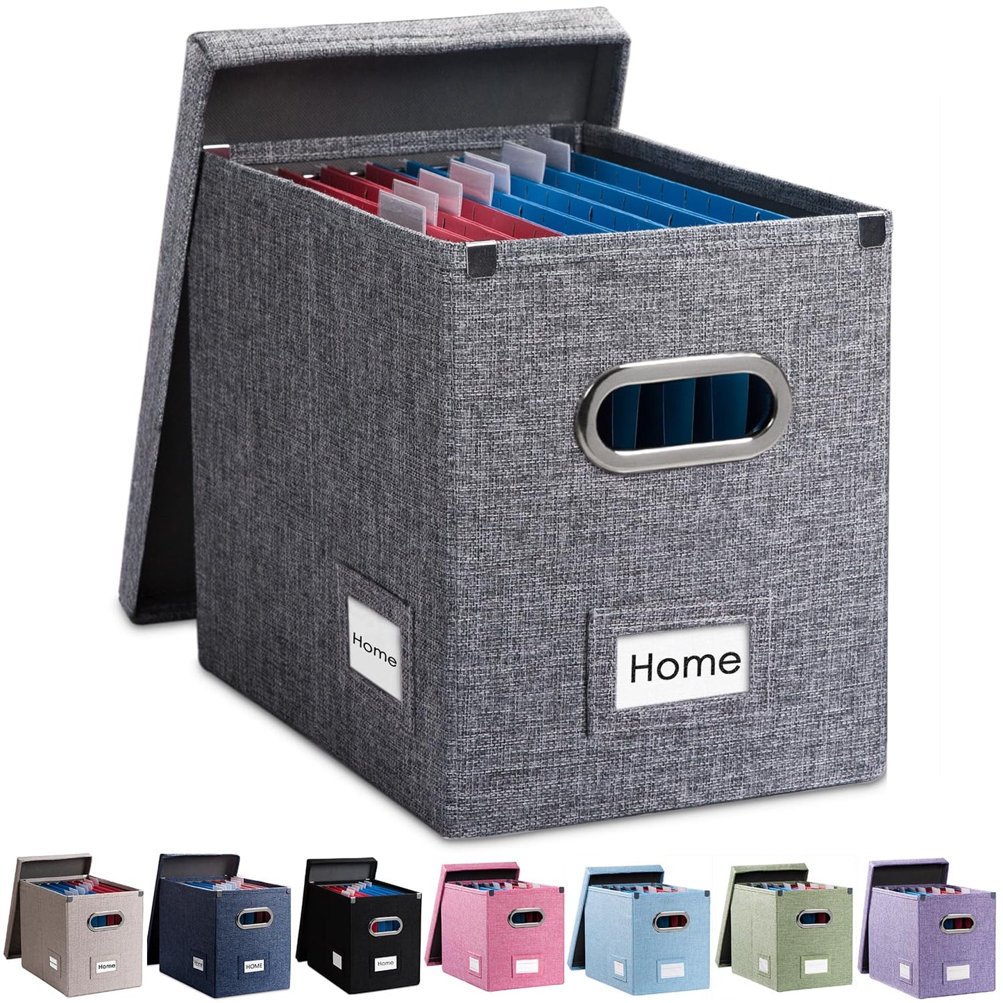 PRANDOM File Organizer Box - Set of 1 Collapsible Decorative Linen Filing Storage Hanging File