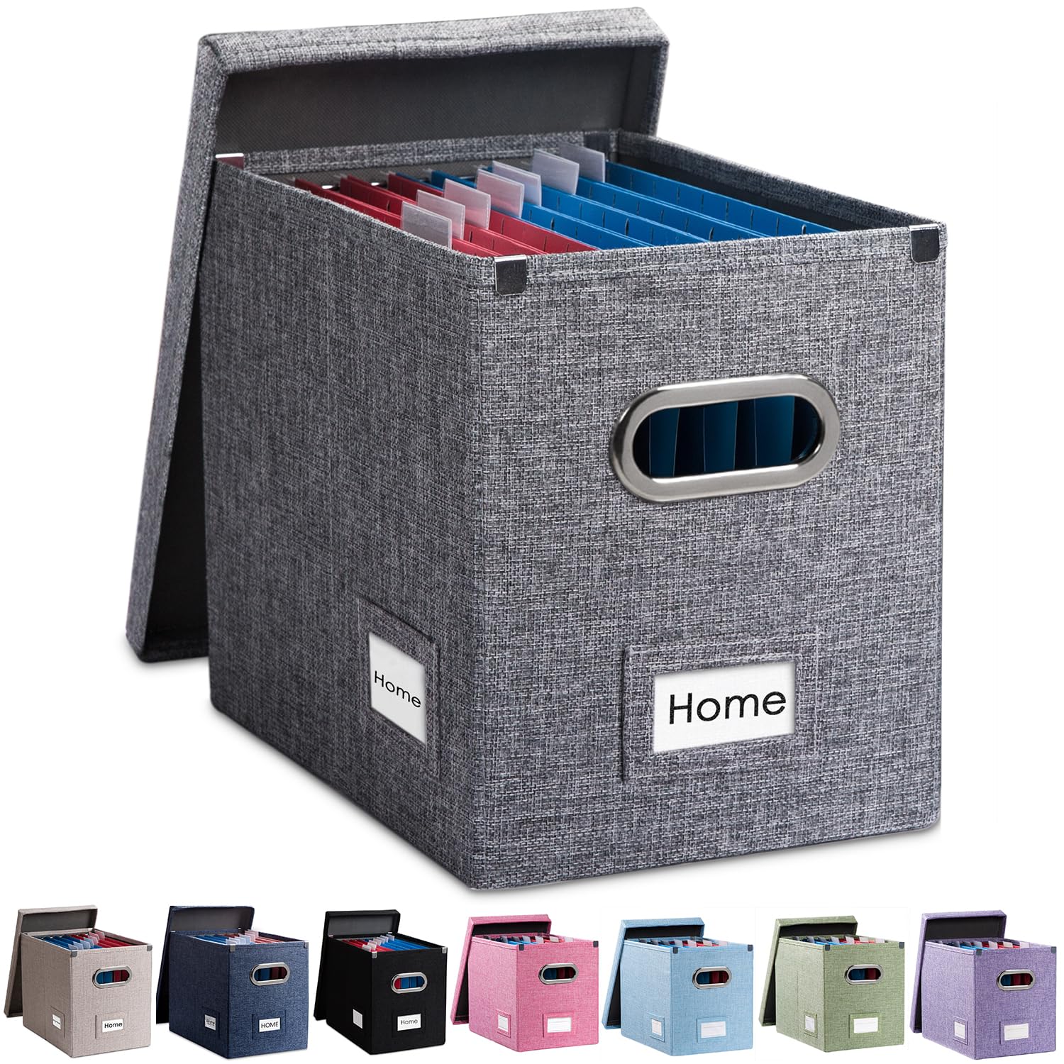 PRANDOM File Organizer Box - Set of 1 Collapsible Decorative Linen Filing Storage Hanging File