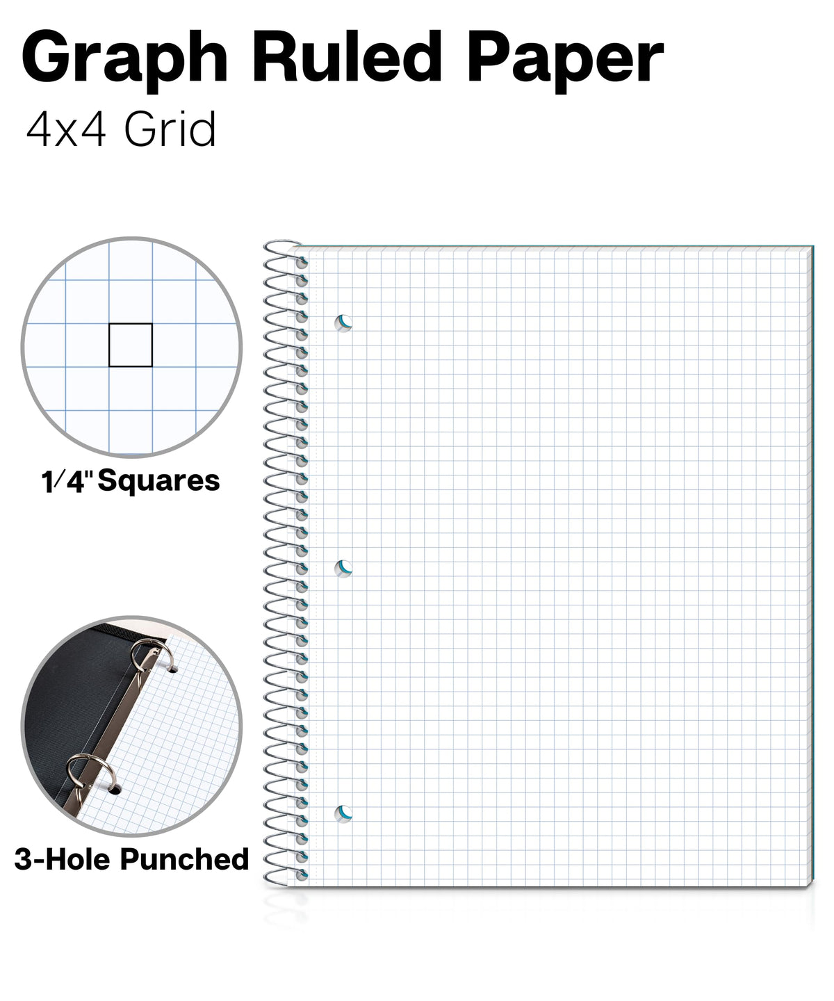 Dunwell 1-Subject Graph Paper Notebook 8.5x11, 200 Pages, Blue