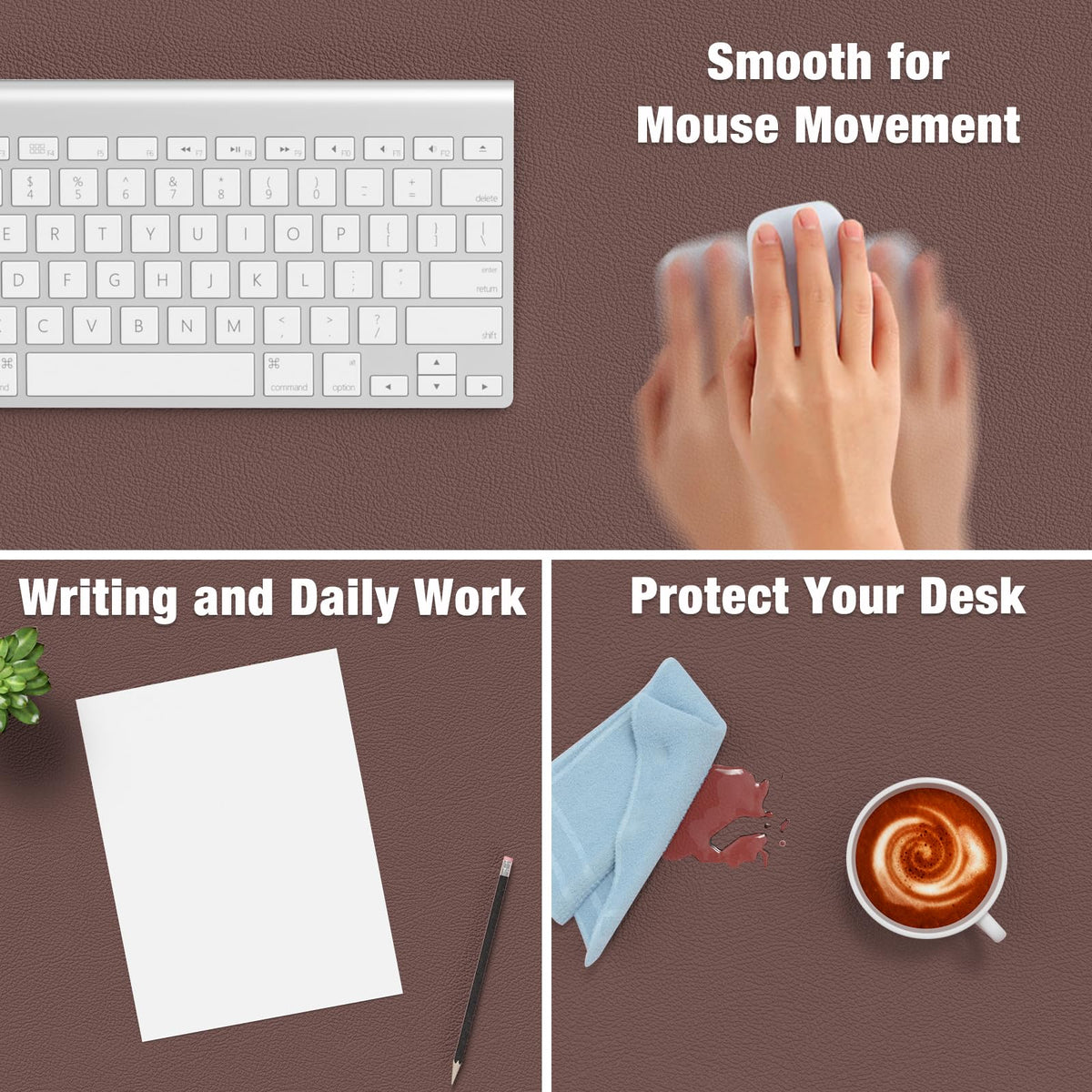 Hsurbtra Desk Pad, 35.5" x 17" PU Leather Desk Mat, XXL Extended Mouse Pad, Waterproof Desktop
