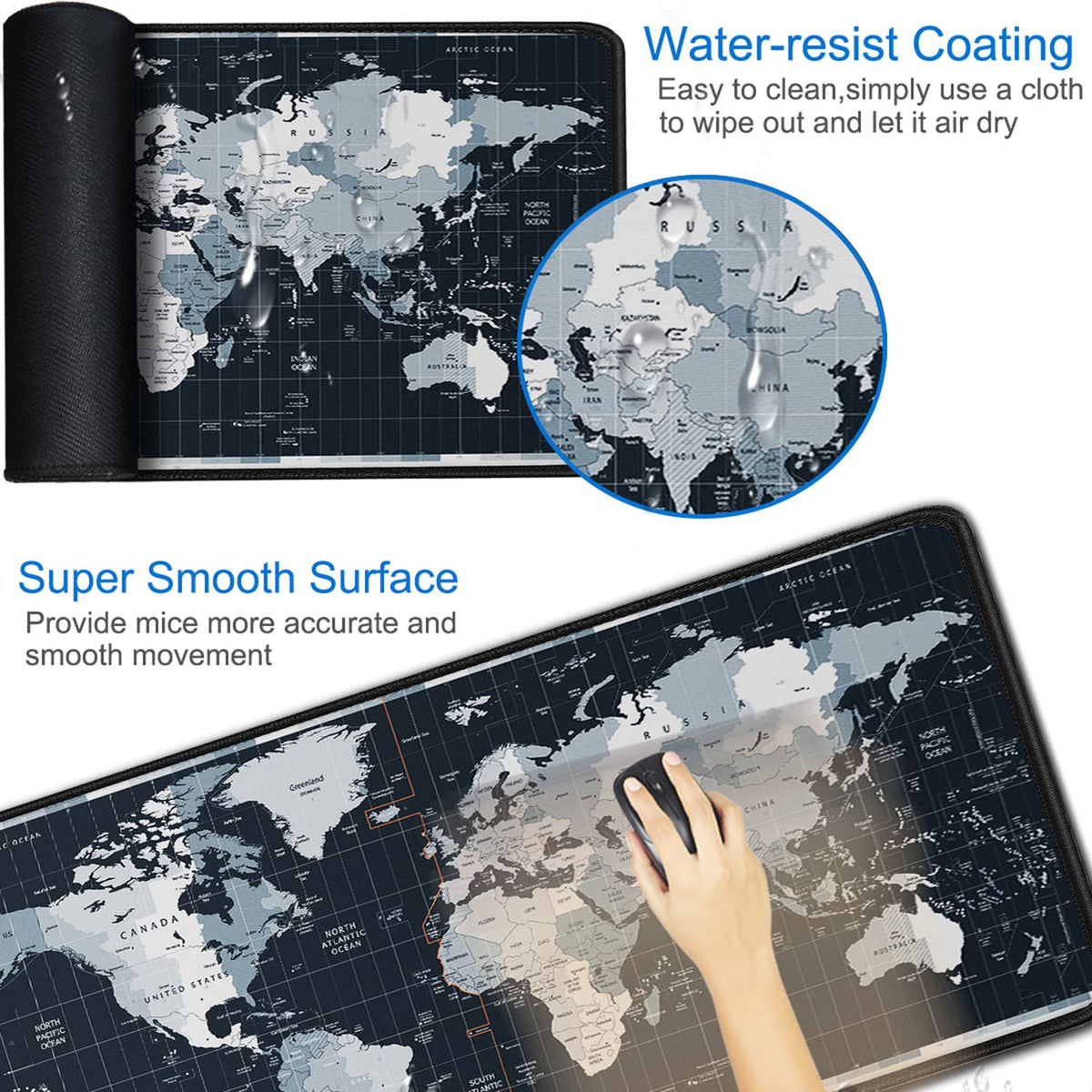 Large Gaming Mouse Pad with Stitched Edges, 31.5x15.7 in Extended Computer Keyboard Mouse Mat