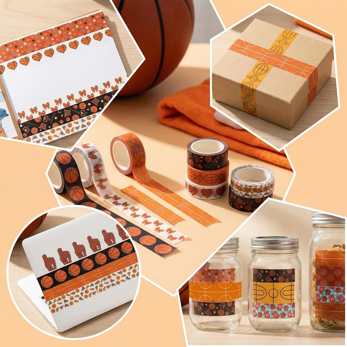 BkeeCten 12Rolls Sports Theme Premium Acid Free Repositionable Washi Tape