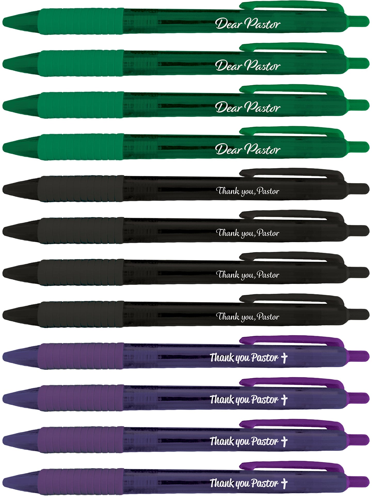 Greeting Pen Pastor Appreciation Pens- 3 Varieties Translucent 12 Pen Set 46004