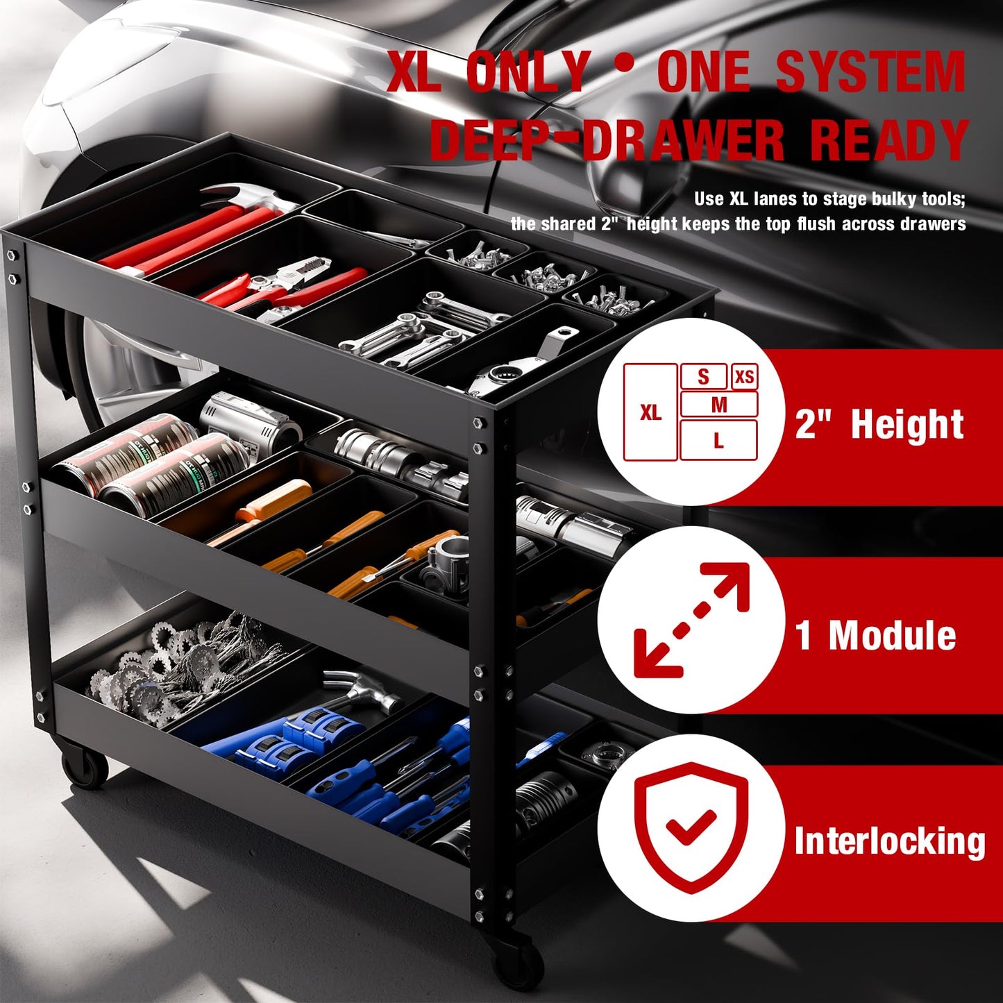 【6 PCS Extra-Large】 Tool Box Drawer Organizer Trays with Non-slip Pads, Heavy-Duty Tool Chest