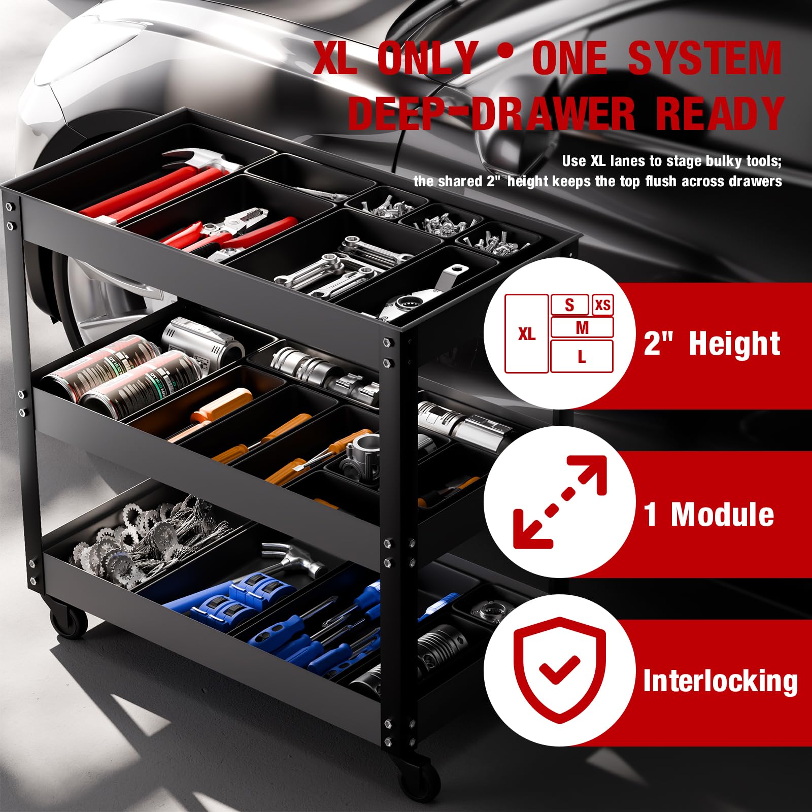 【6 PCS Extra-Large】 Tool Box Drawer Organizer Trays with Non-slip Pads, Heavy-Duty Tool Chest