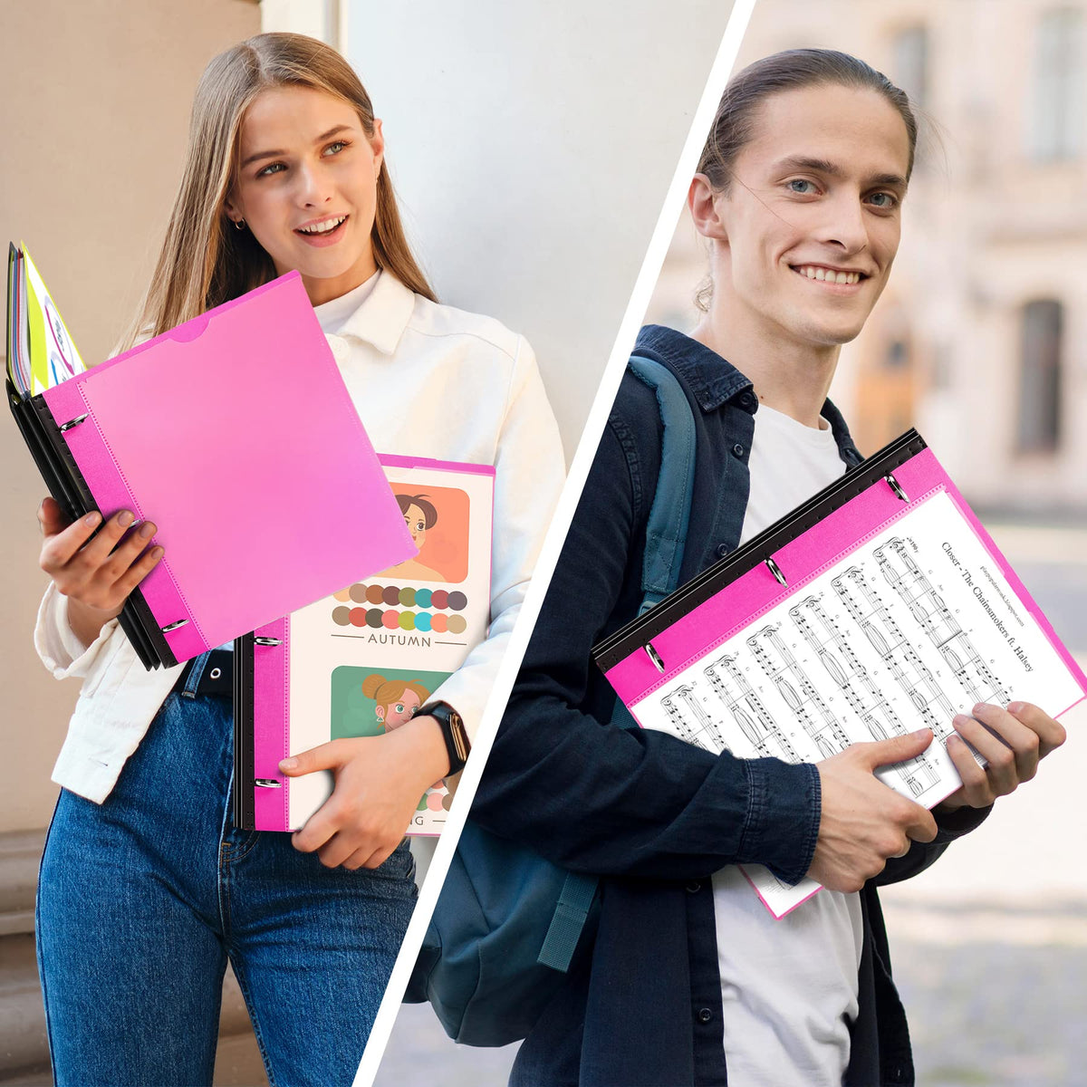 WOT I 2-Pack Telescoping 3 Ring Binder Notebooks, Pink