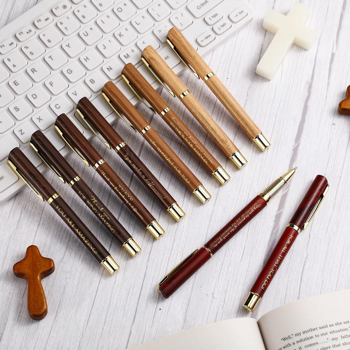 PerKoop 20 Sets Thank You Gifts Bulk Inspirational Ballpoint Pen with Box