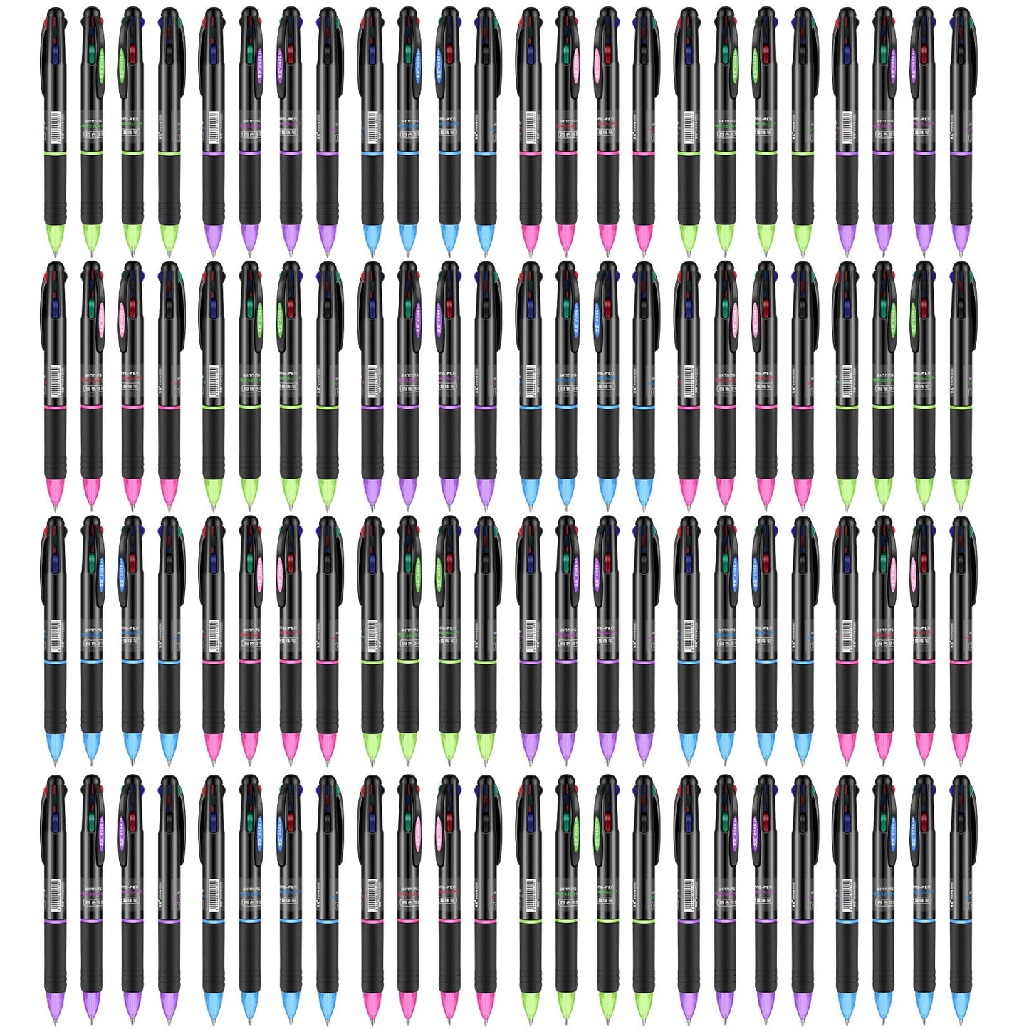 Geyee 96 Pack 4 Color Pens Retractable, 0.7 Mm Ballpoint Pen for Office
