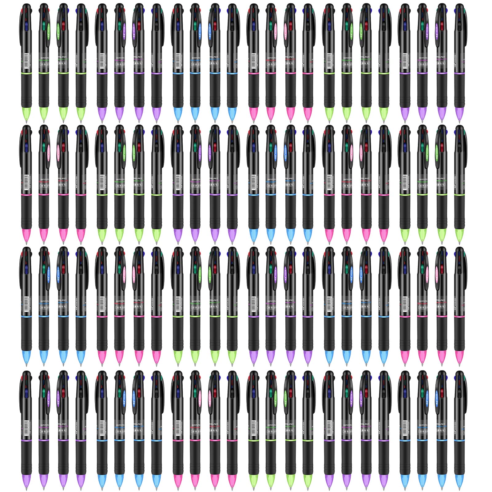 Geyee 96 Pack 4 Color Pens Retractable, 0.7 Mm Ballpoint Pen for Office