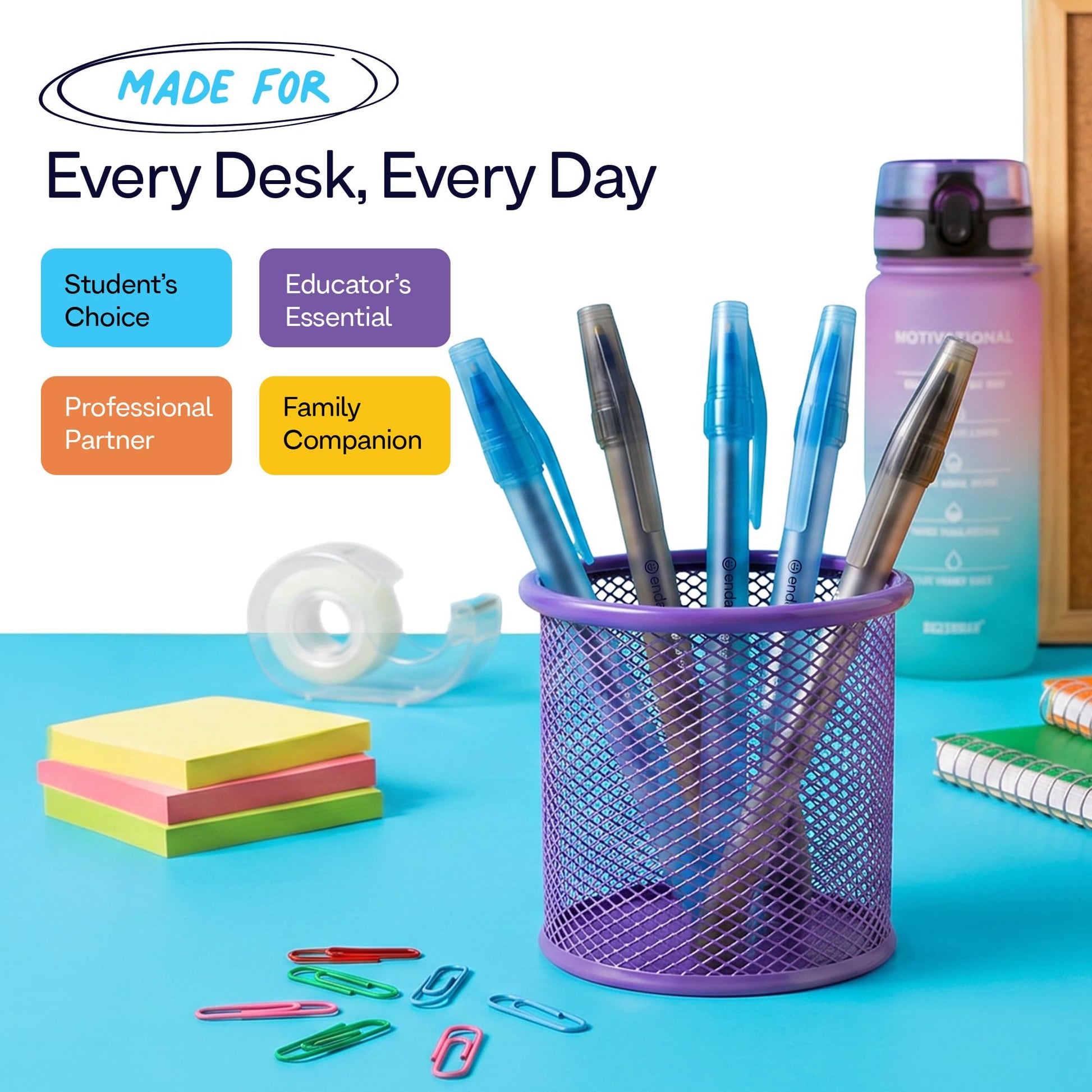 Enday Ballpoint Pens Bulk Blue and Black Pens (400 Pack) 200 Black & 200 Blue - Medium Point