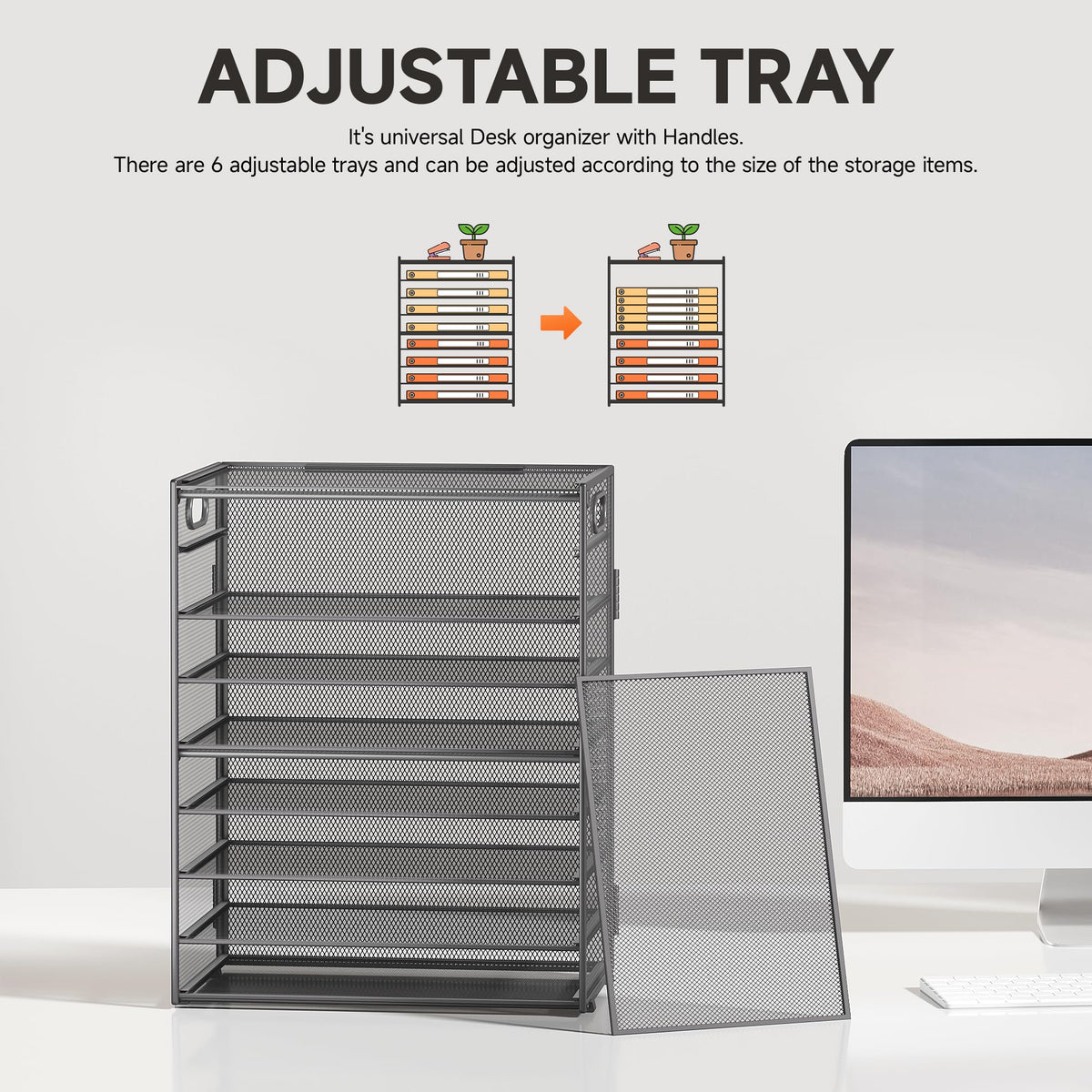 Paper Organizer for Desk Organizers and Accessories,9 Tier Gary Trays