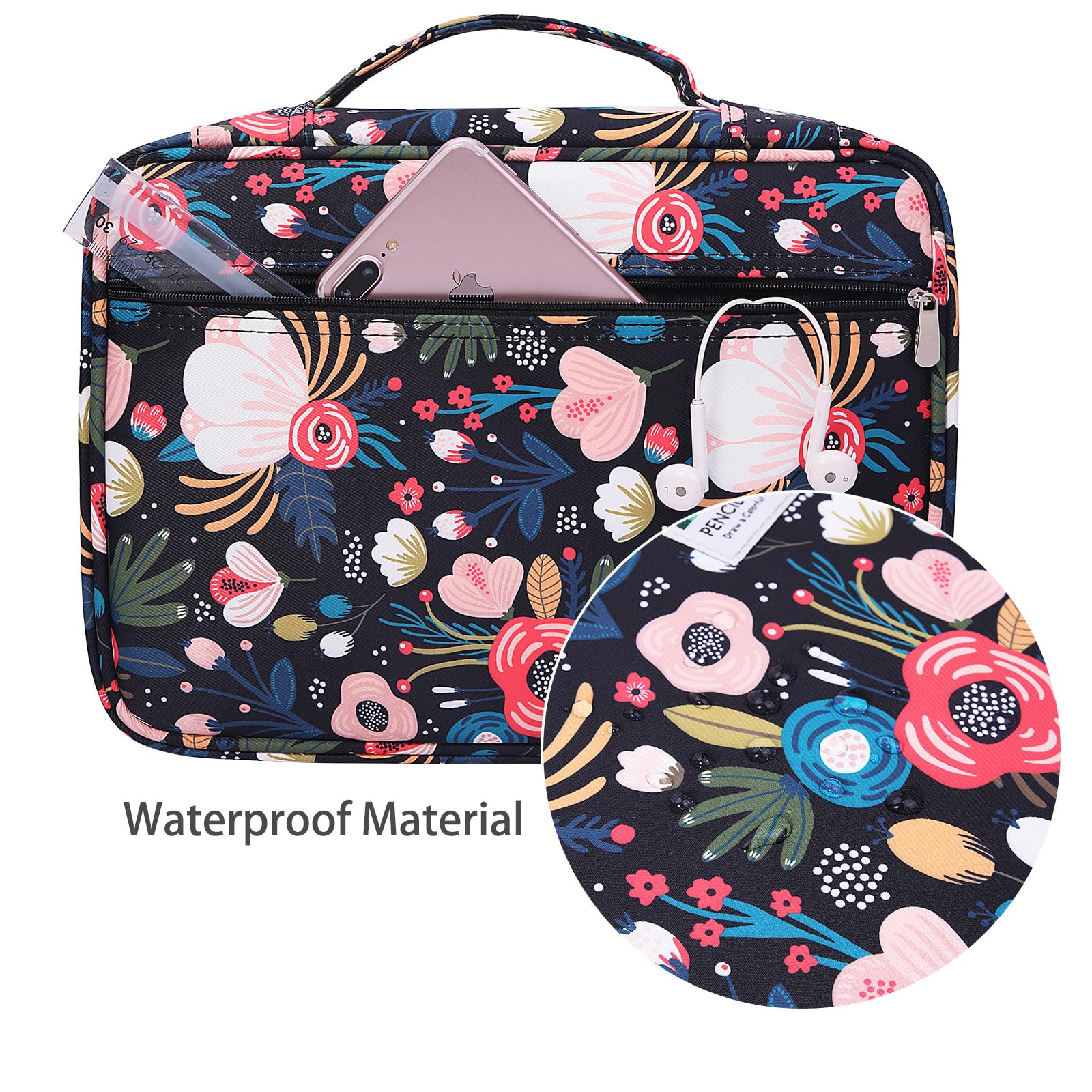BOMKEE Colored Pencil Case 220 Slots Pencils/Gel Pens Organizer Waterproof Travel Case Zipper
