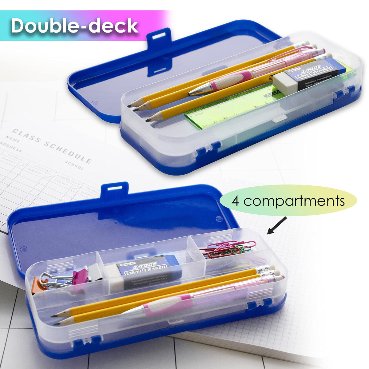 BAZIC PRODUCTS Double-Deck Organizer Box, Classic Color, 4-Set