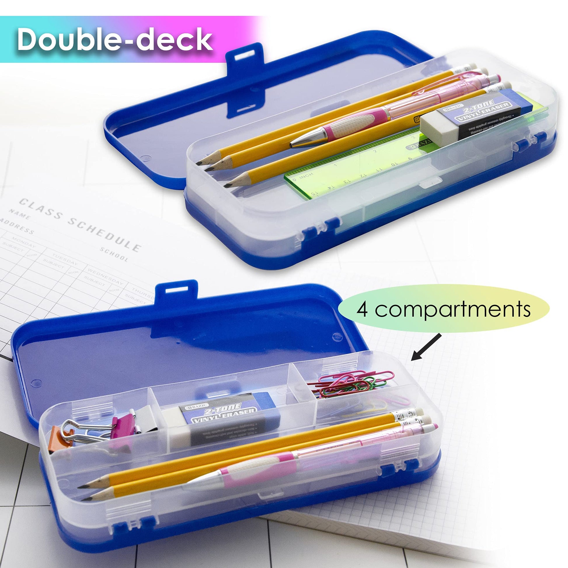 BAZIC PRODUCTS Double-Deck Organizer Box, Classic Color, 24-Box