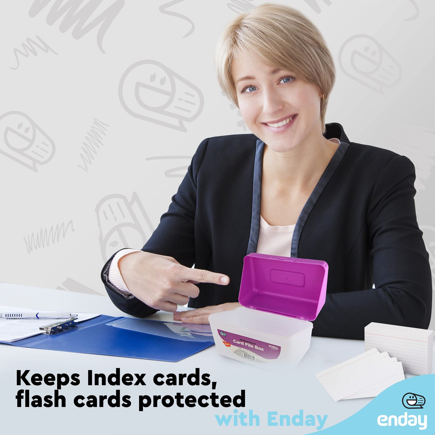 Emraw Index Card holder Case 3" X 5", ideal box card holder for Filing Notes, Addresses & Recipes.