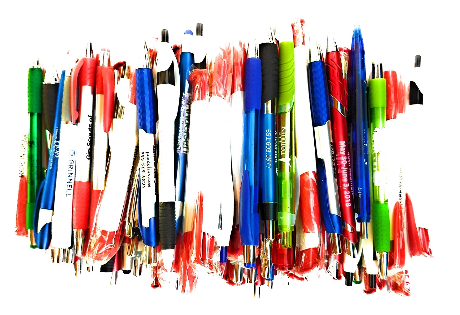 Wholesale Lot of 100 Misprint Ink Pens Ball Point Plastic Retractable Pens Mixed