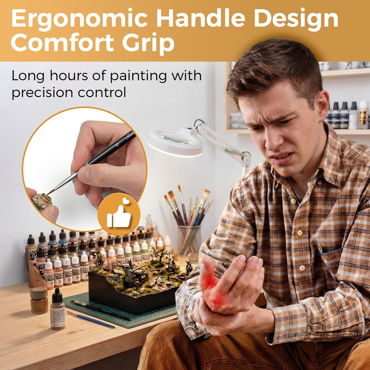 Golden Maple Drybrush Miniature Paint Brushes -10pcs Micro Detail Paint Brush Set, Small Fine