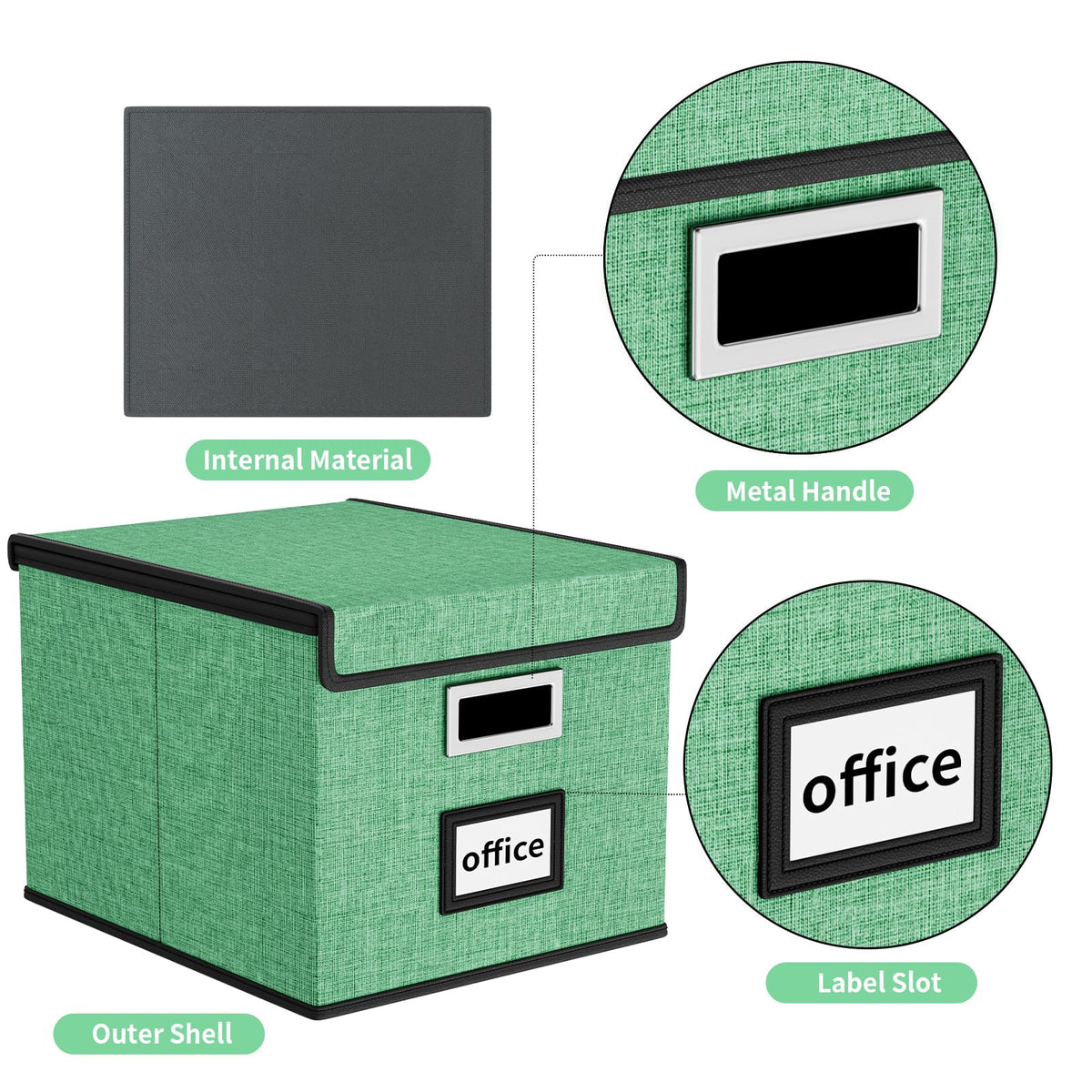 Huolewa File Organizer Box with Lids, Collapsible File Folder Organizer