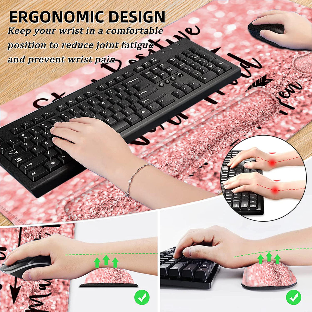 Lateefah Mouse Pad with Wrist Rest, Desk Mat + Keyboard Wrist Rest Set, Desk Pad for Keyboard and