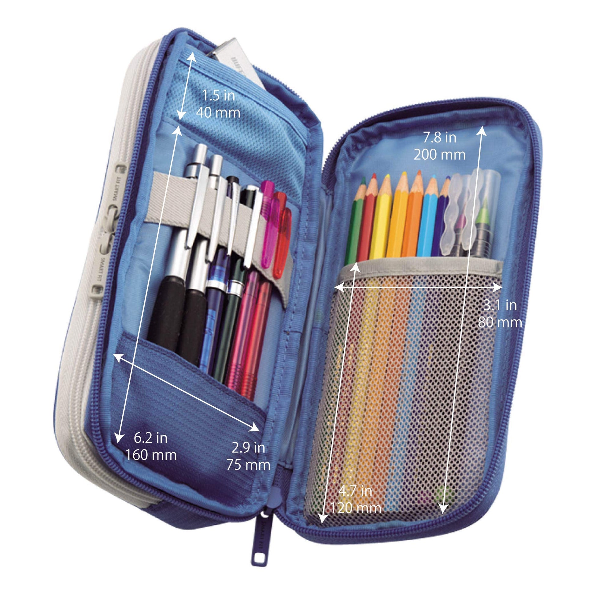 LIHIT LAB Double Pen Case, Large, 4.1 x 8.7, Black (A7661-24) (A-7661-24)