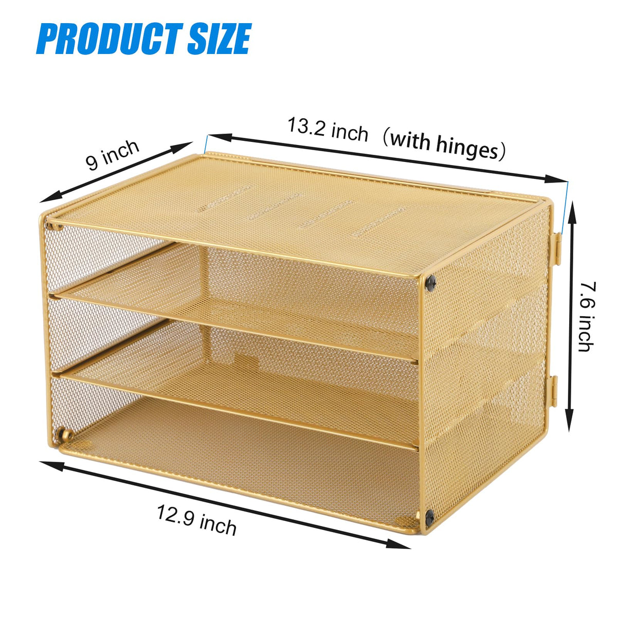 EASEPRES Paper Organizer Tray, 3 Tier Mesh Desk File Organizer Letter Sorter Holder for Home