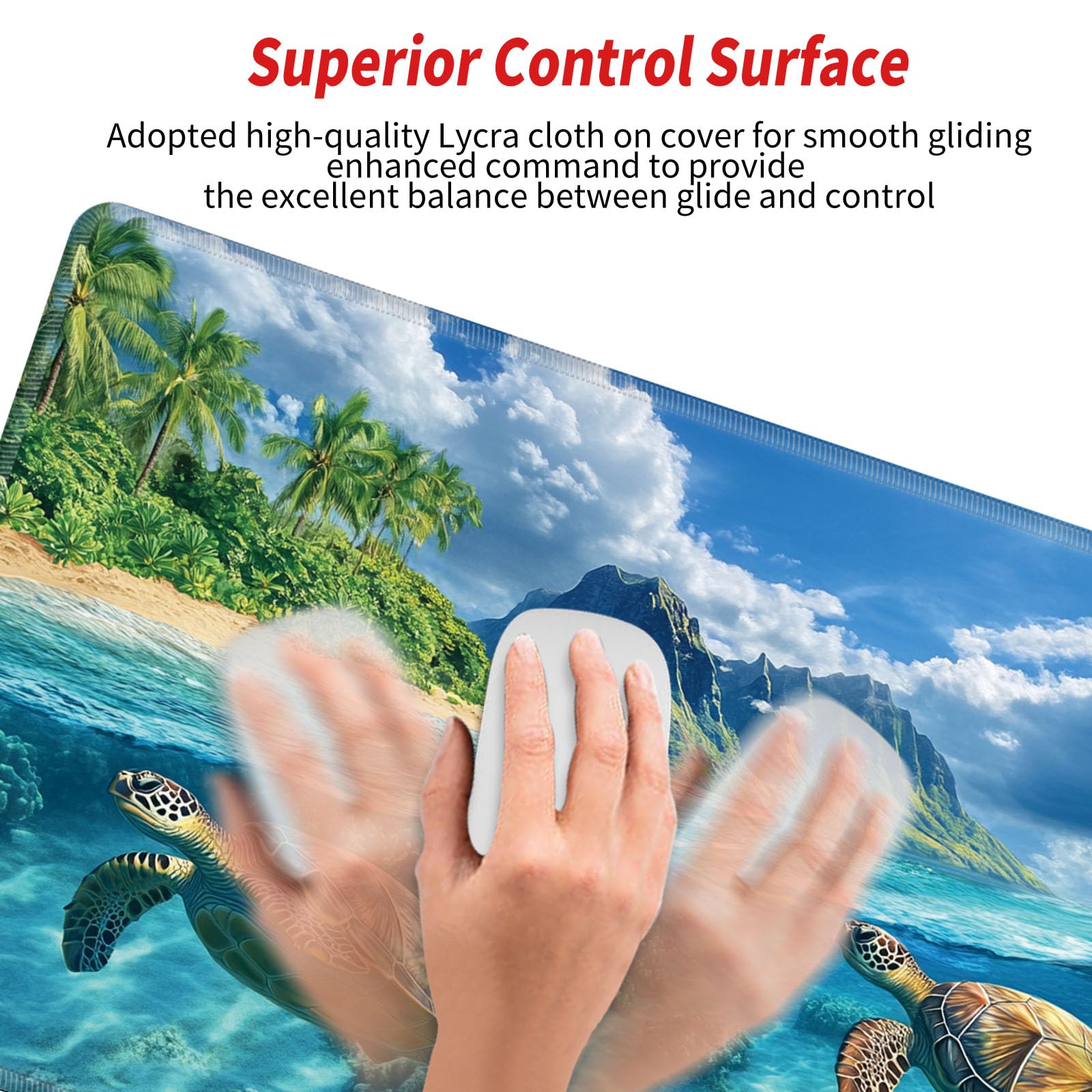 Gaming Mouse Pad Large Mousepad Sea Turtle Desk Mat XXL Big Desk Pad 31.5x15.75 Rubber Base