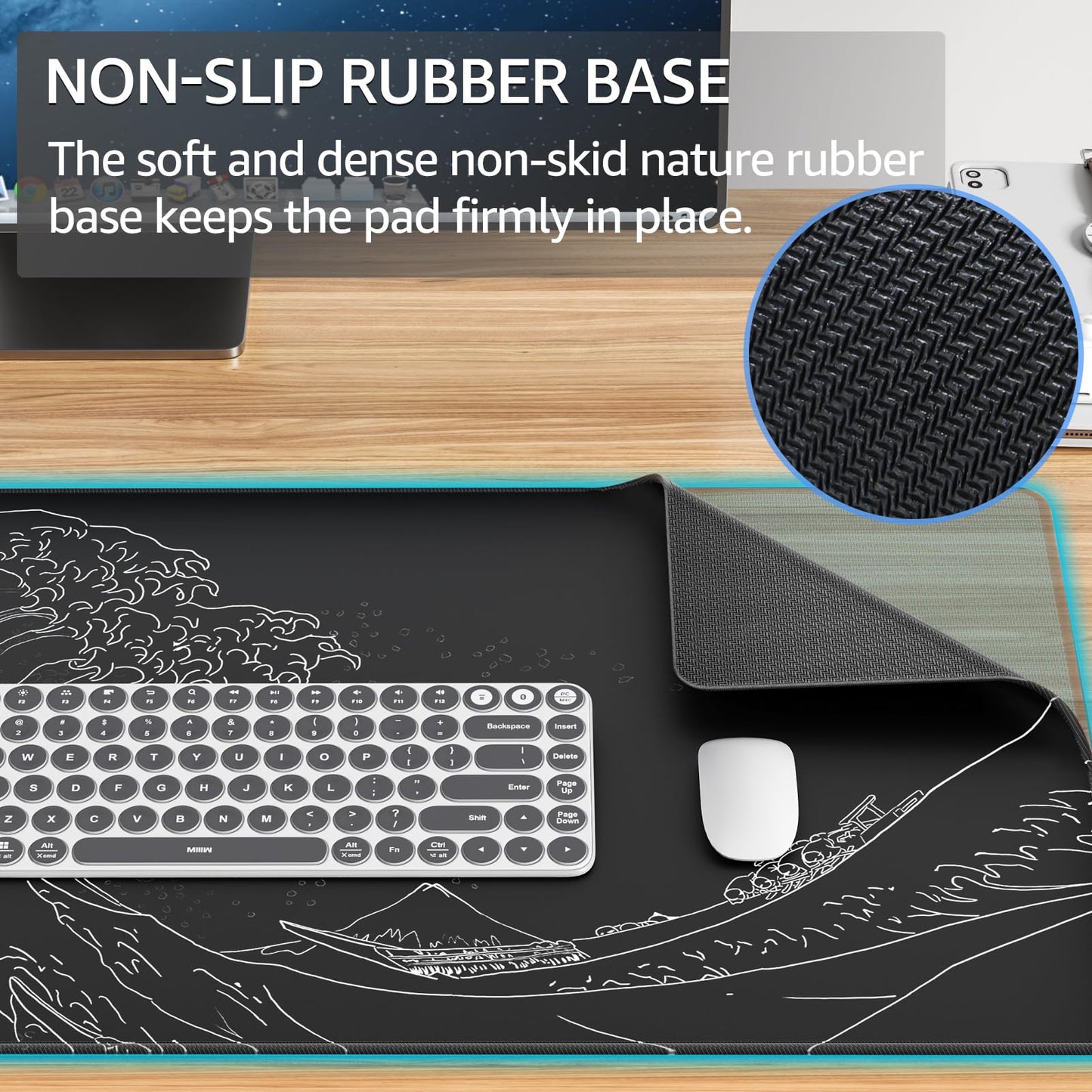 KTRIO Large Gaming Mouse Pad, Desk Mat, 31.5 x 15.7 in, Kanagawa Wave, XXL