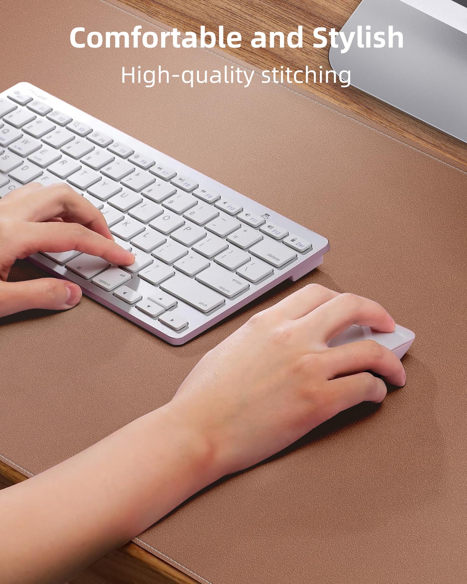 Large Desk Mat - 48" x 17"Leather Desk Pad Protector, Office Desk Mat, Non-Slip PU Leather Large