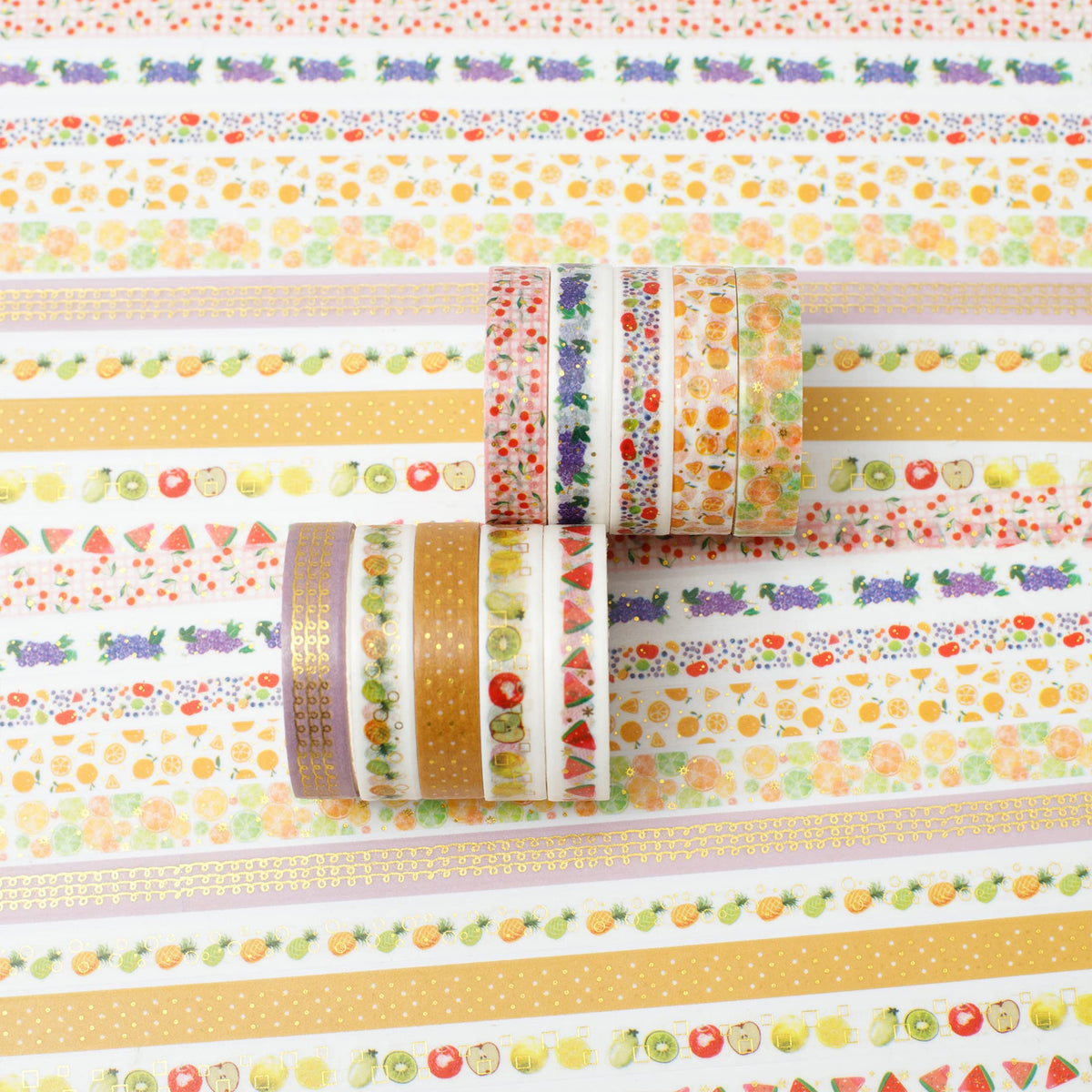 YUBBAEX 10 Rolls Sparkling Washi Tape Set 8mm Skinny Gold Foil Decorative Masking Washi Tapes for