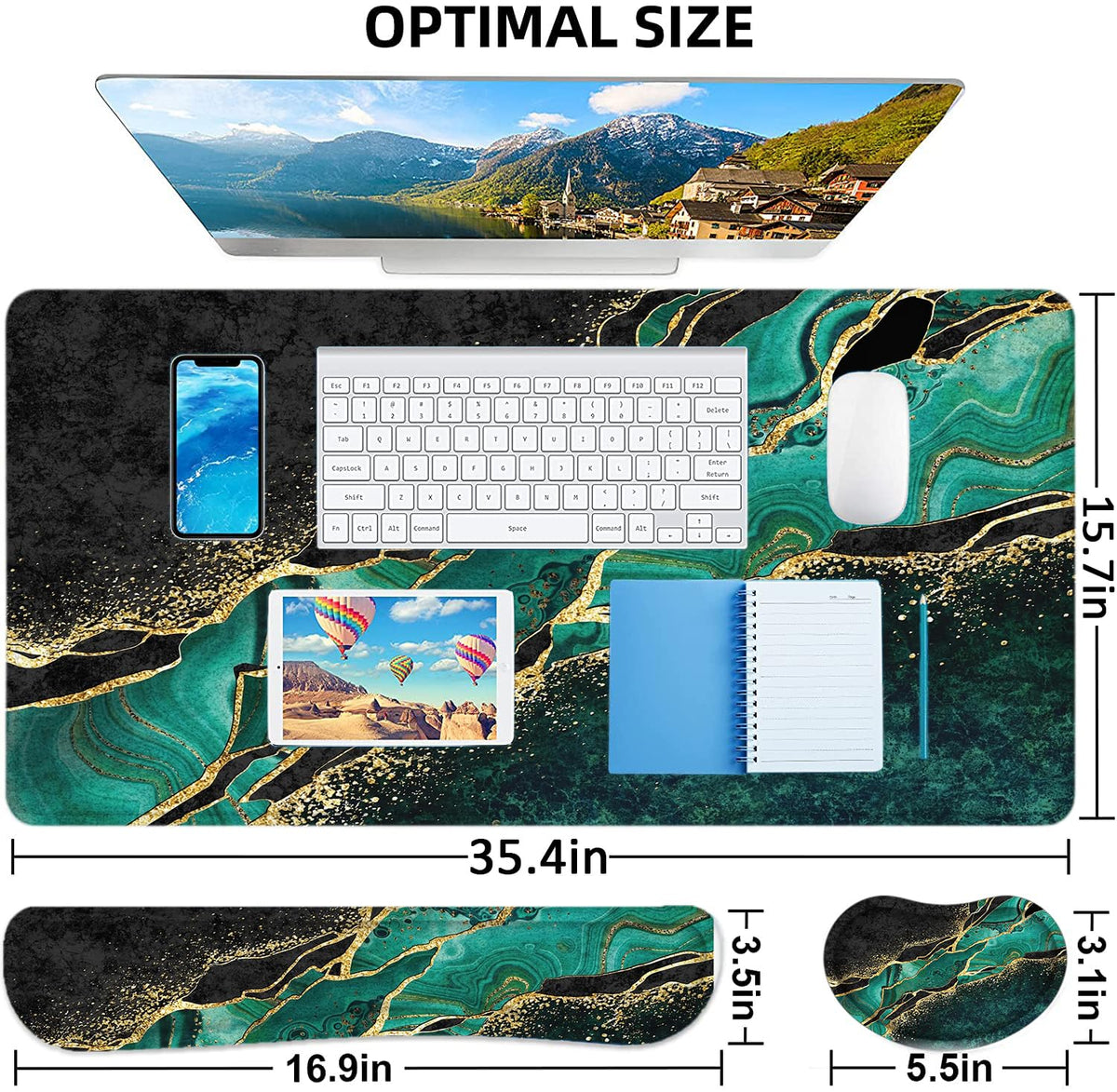 Large Mouse Pad with Wrist Rest, 4-in-1 Wrist Rest for Keyboard and Mouse