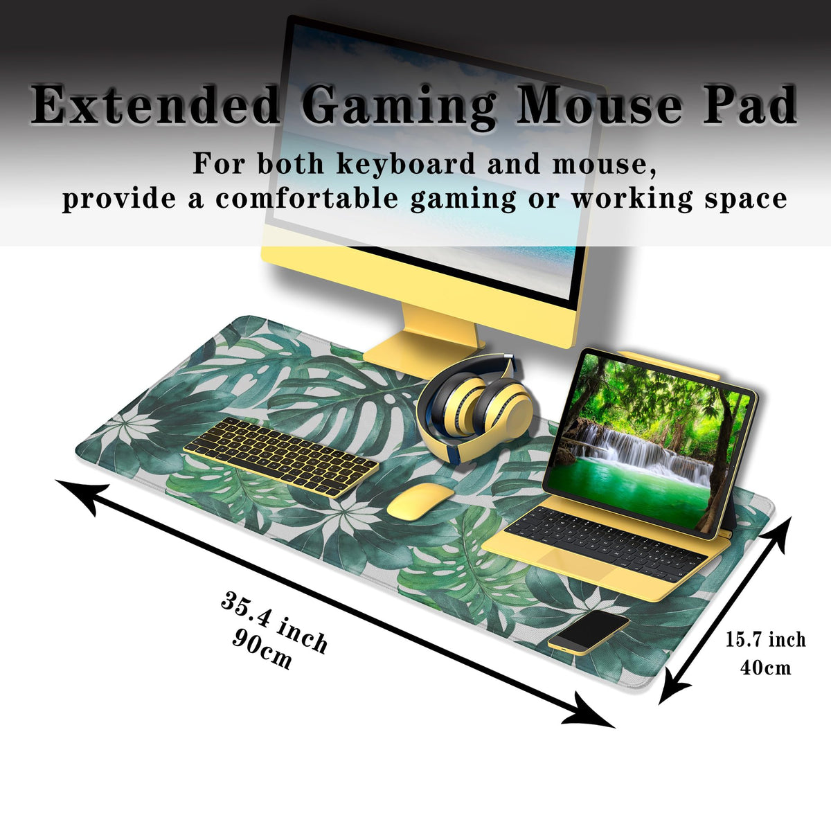 Samgula Large Mouse Pad Green Desktop Mat, Gaming Mouse Pads Computer Mats, Full Desk Mat
