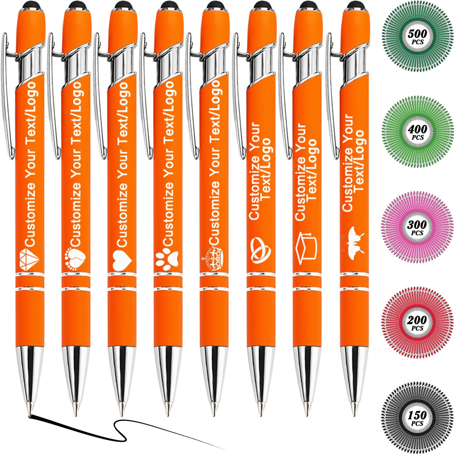 MOUZYLCASE 12 Pcs Personalized Pens Custom Ballpoint Pens with Name Logo Customized Ink Pens with