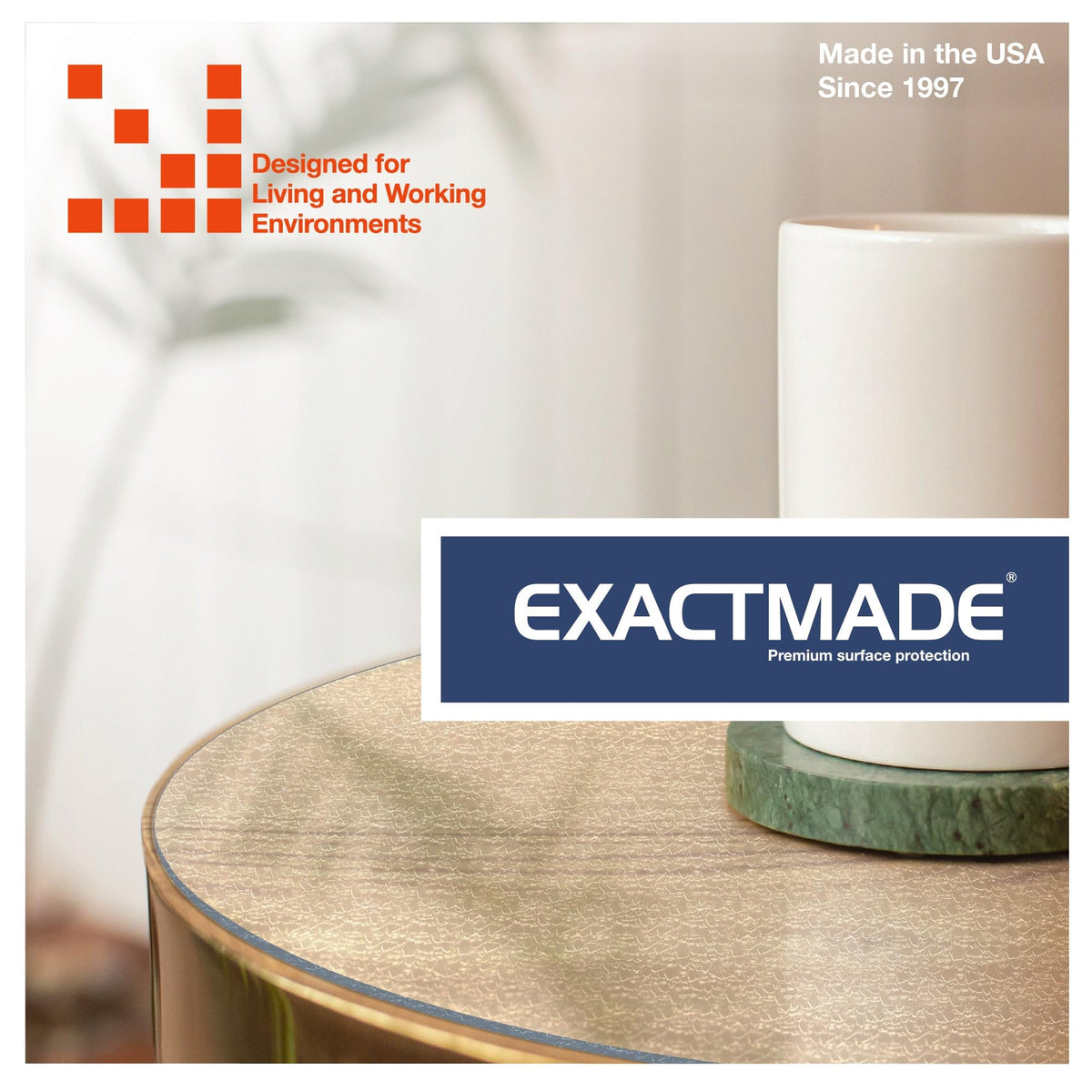 ExactMade - Clear Table Protector, USA Made, Safe, 12 x 18 Inch, 2mm Thick Pebble Textured Vinyl