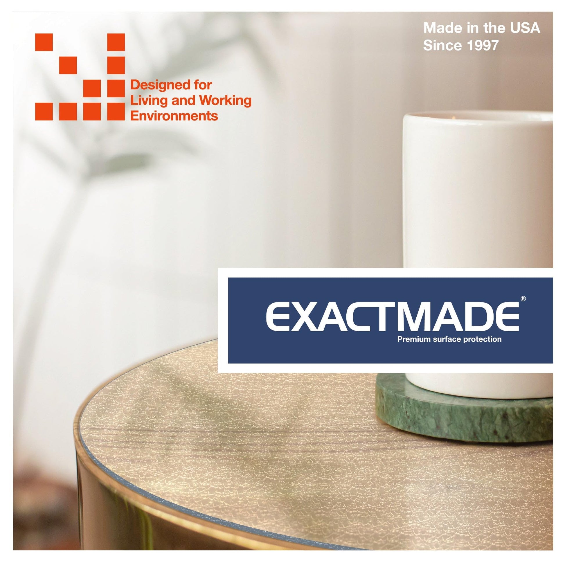 ExactMade - Clear Table Protector, USA Made, Safe, 12 x 20 Inch, 2mm Thick Pebble Textured Vinyl