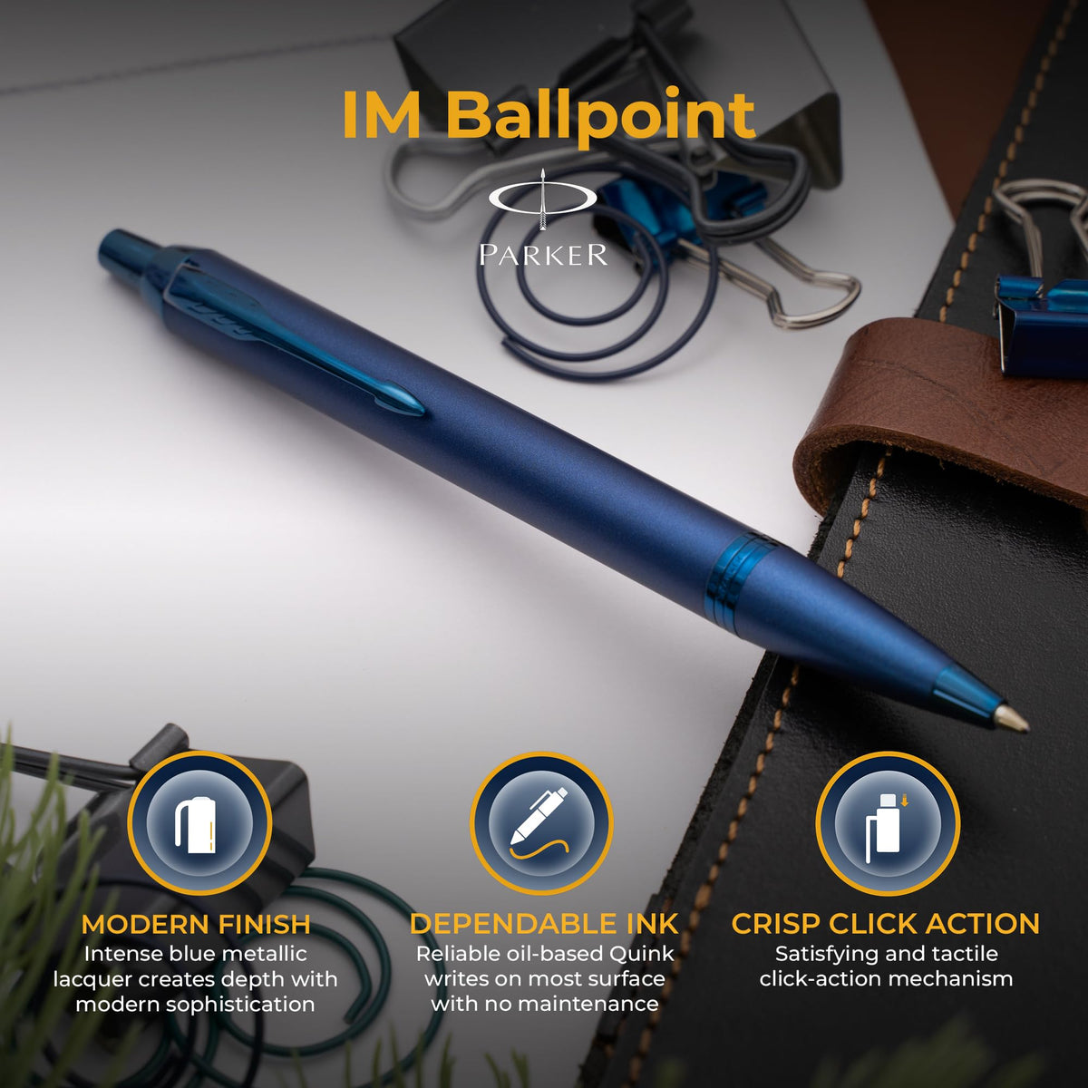 Parker IM Personalized Ballpoint Pen in Monochrome Blue with All-Metal Trim