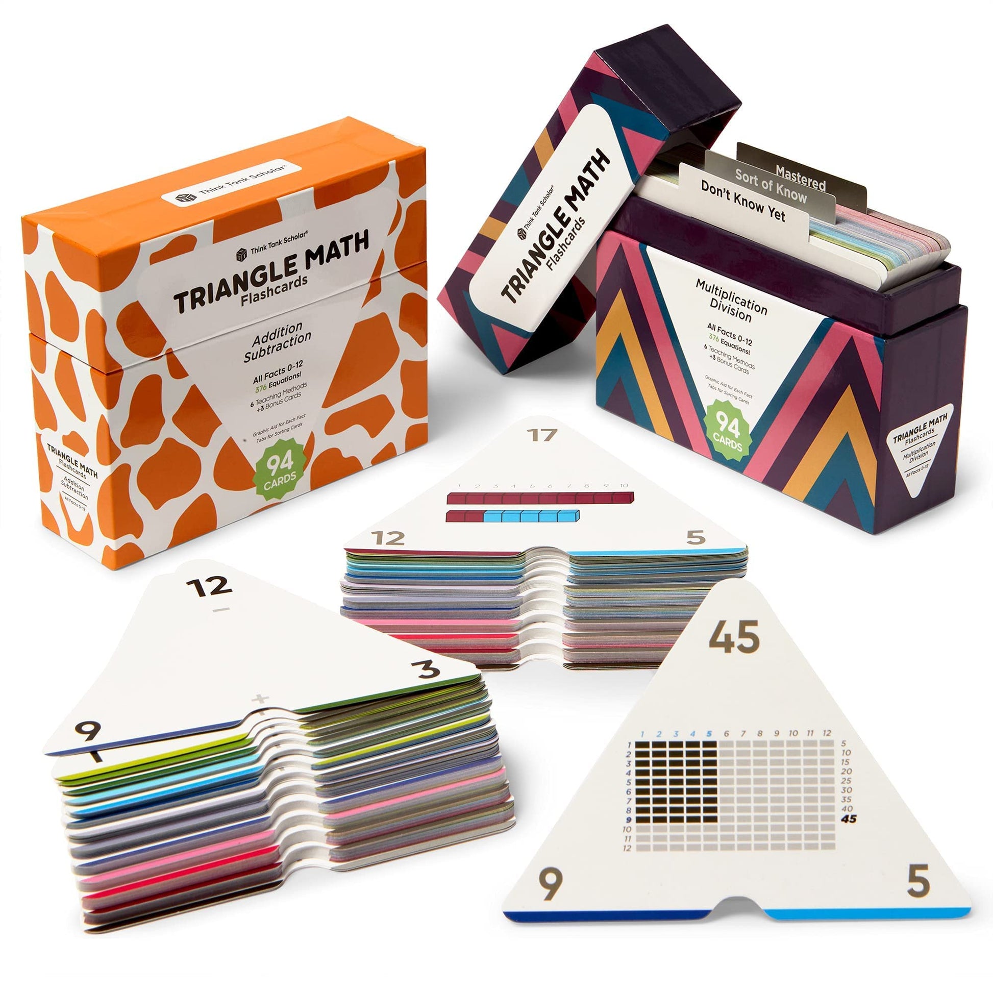 Award-Winning Triangle Math Flash Cards – 752 Facts (Add, Subtract, Multiply & Divide) – Grades K–6