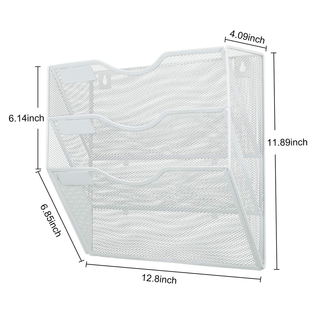 PAG-Mass Hanging Wall File Holder Mail Organizer Wall Mount Document Letter Rack, 3-Tier, White