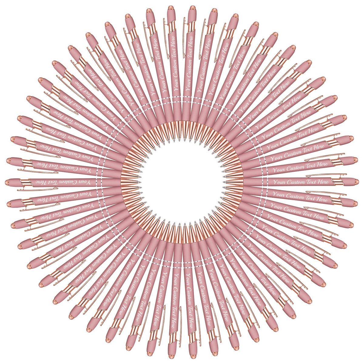 20 Pcs Personalized Pens in Bulk with Stylus Tip - Custom Rose Gold Pens with Name 0.5 mm Soft