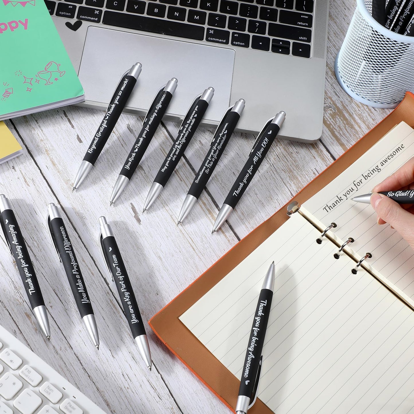 Yeaqee 100 Pcs Motivational Pens, Black, Positive