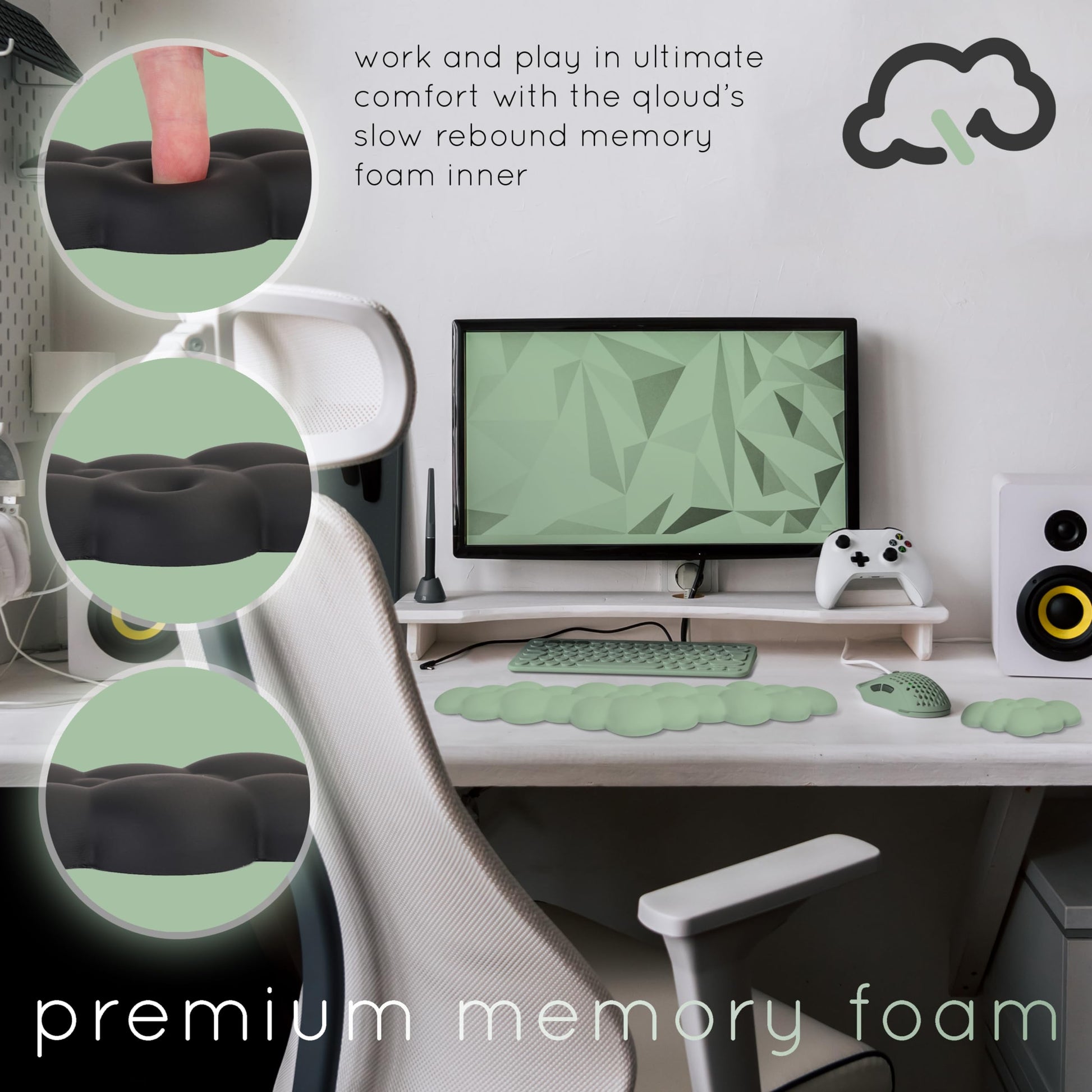 Green Cloud Keyboard Wrist Rest – Create-ables Qloud Green Wrist Rest for Computer Keyboard and