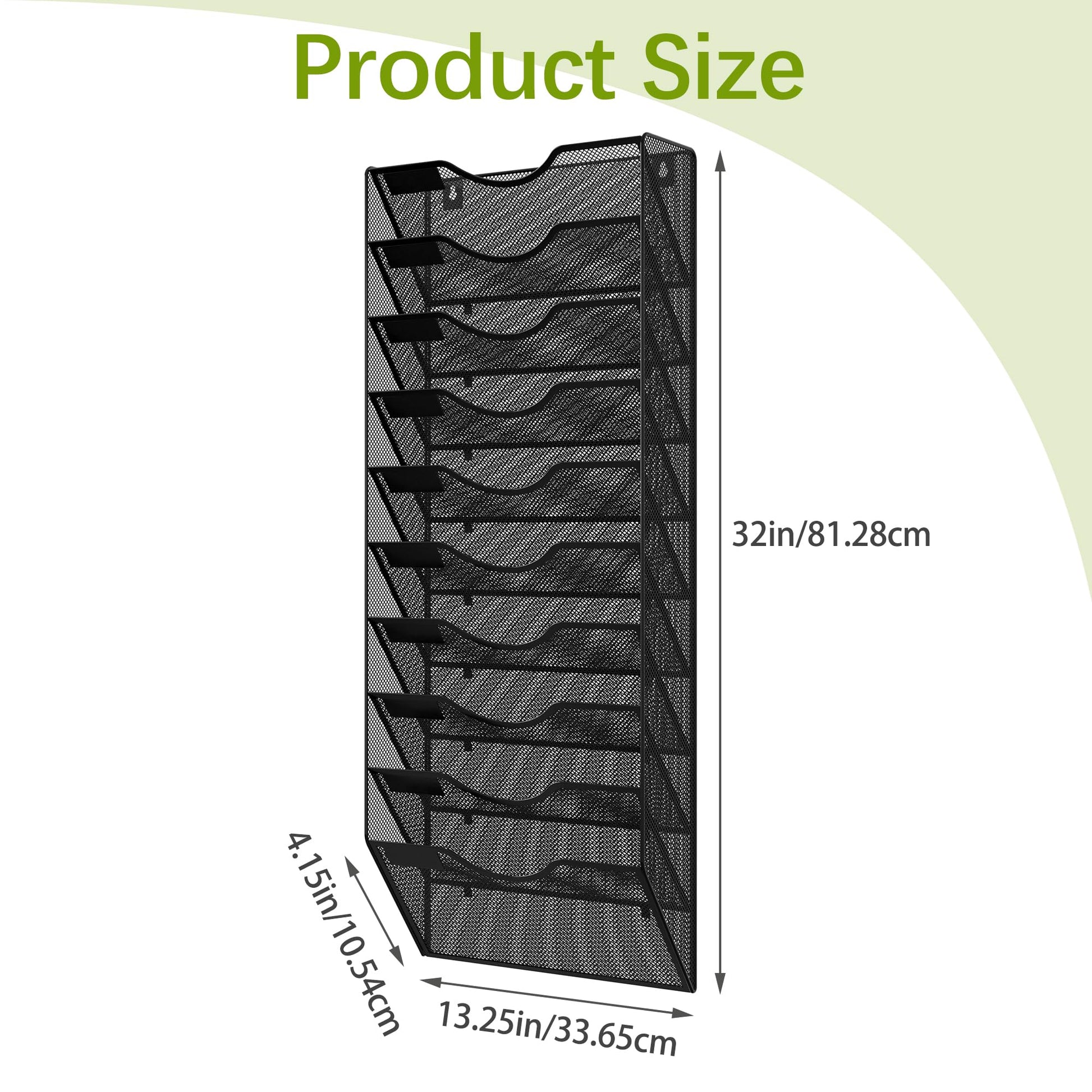EasyPAG 10 Pocket Mesh Wall File Organizer, Hanging Paper Folder Holder with Classify Label