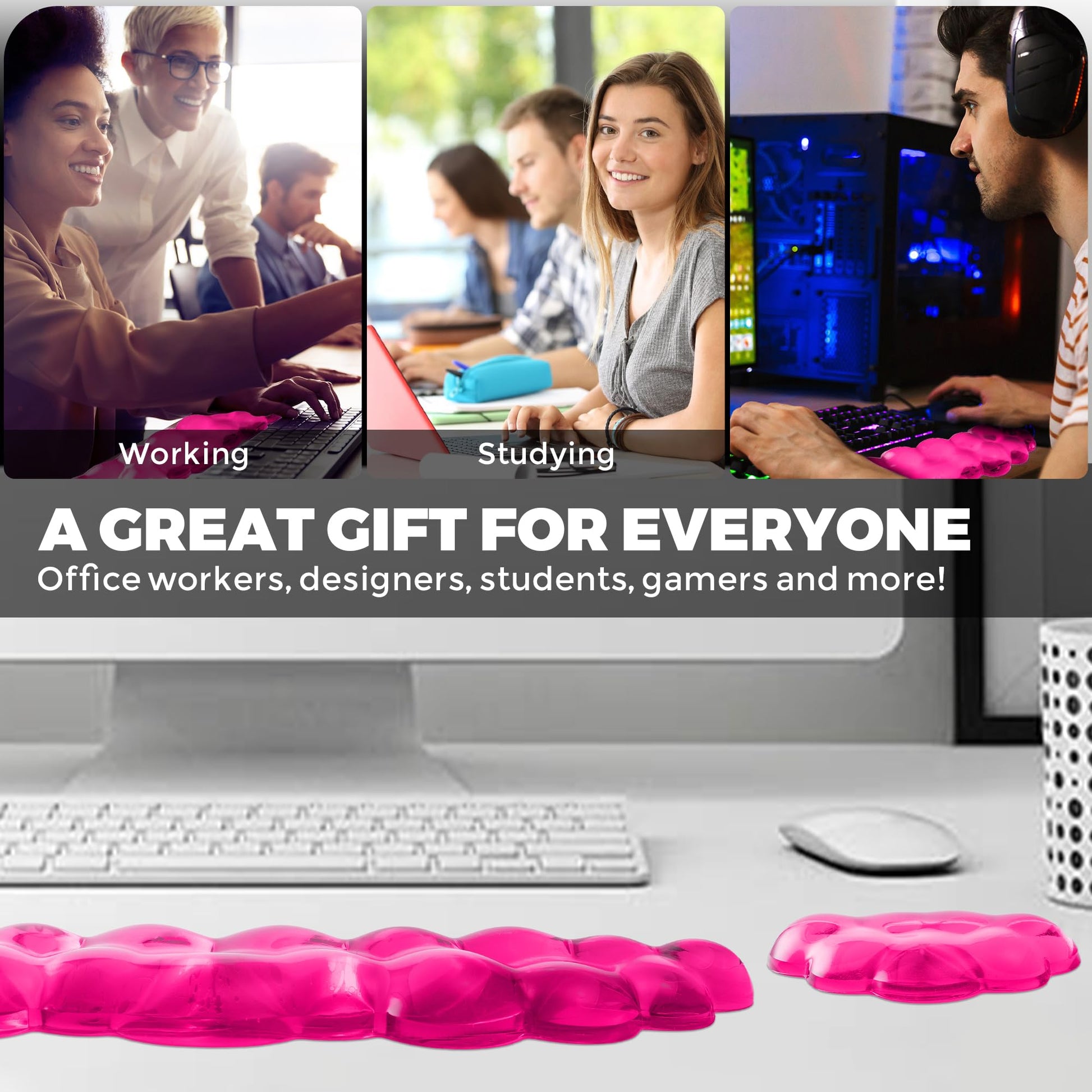 ABRONDA Gel Cloud Keyboard & Mouse Wrist Rest Set - Cloud Keyboard Wrist Rest Pad & Mouse Support