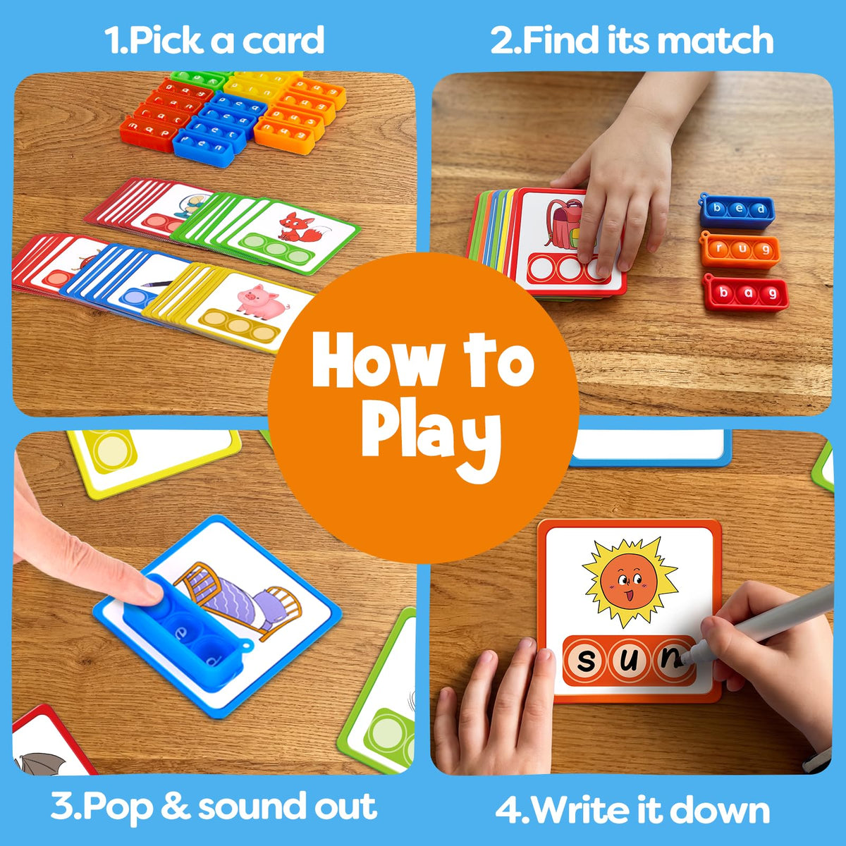 Aizweb CVC Word Games Kindergarten,Phonics Games for Kids Ages 3-8,CVC Flashcards for Preschool