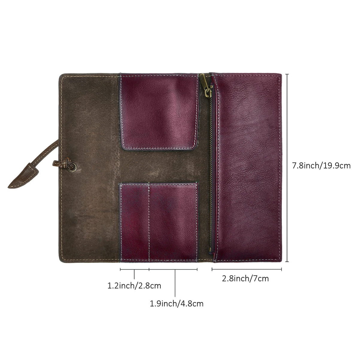 ZLYC Handmade Leather Pencil Case Soft Roll Bag Stationery Gift,Burgundy