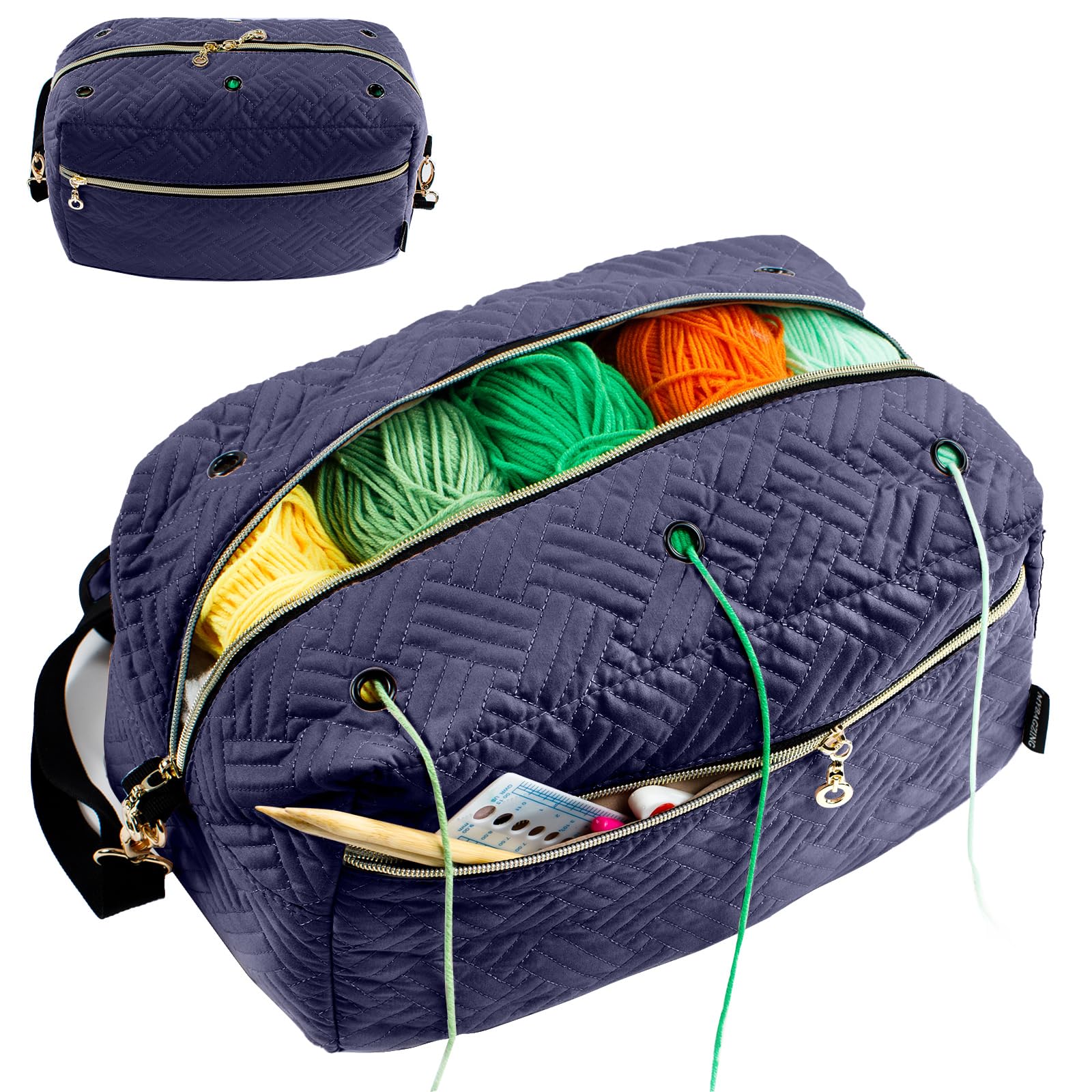 MYBAGZING Crochet Bag Organizer,Knitting Bag for Yarn Storage&Crochet Hooks