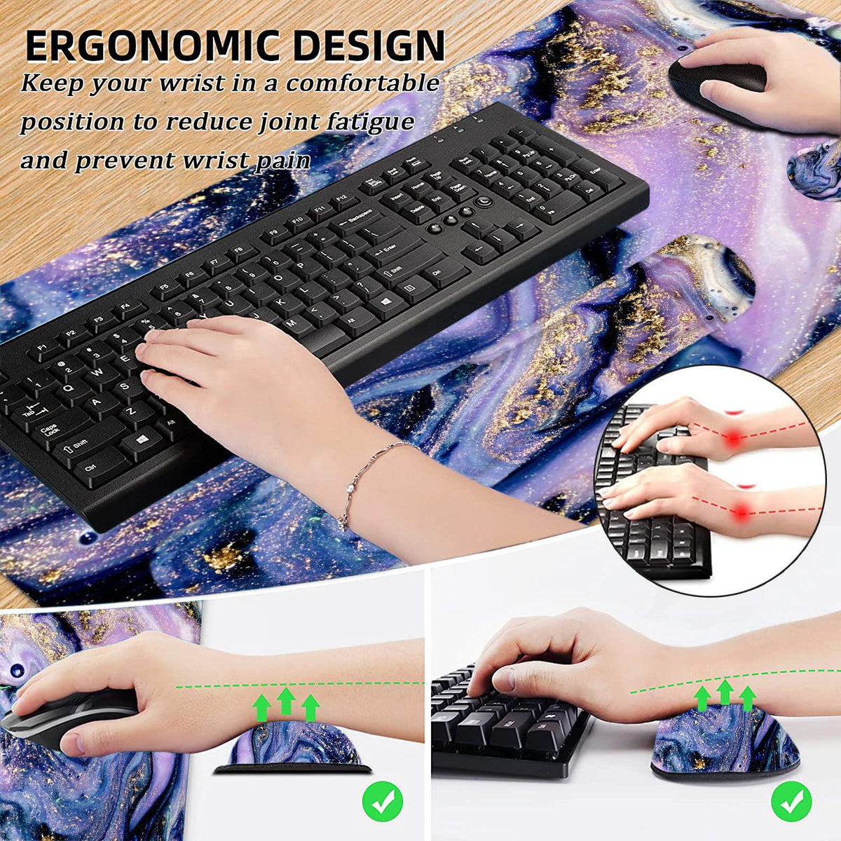 Large Mouse Pad with Wrist Rest, 4-in-1 Wrist Rest for Keyboard and Mouse