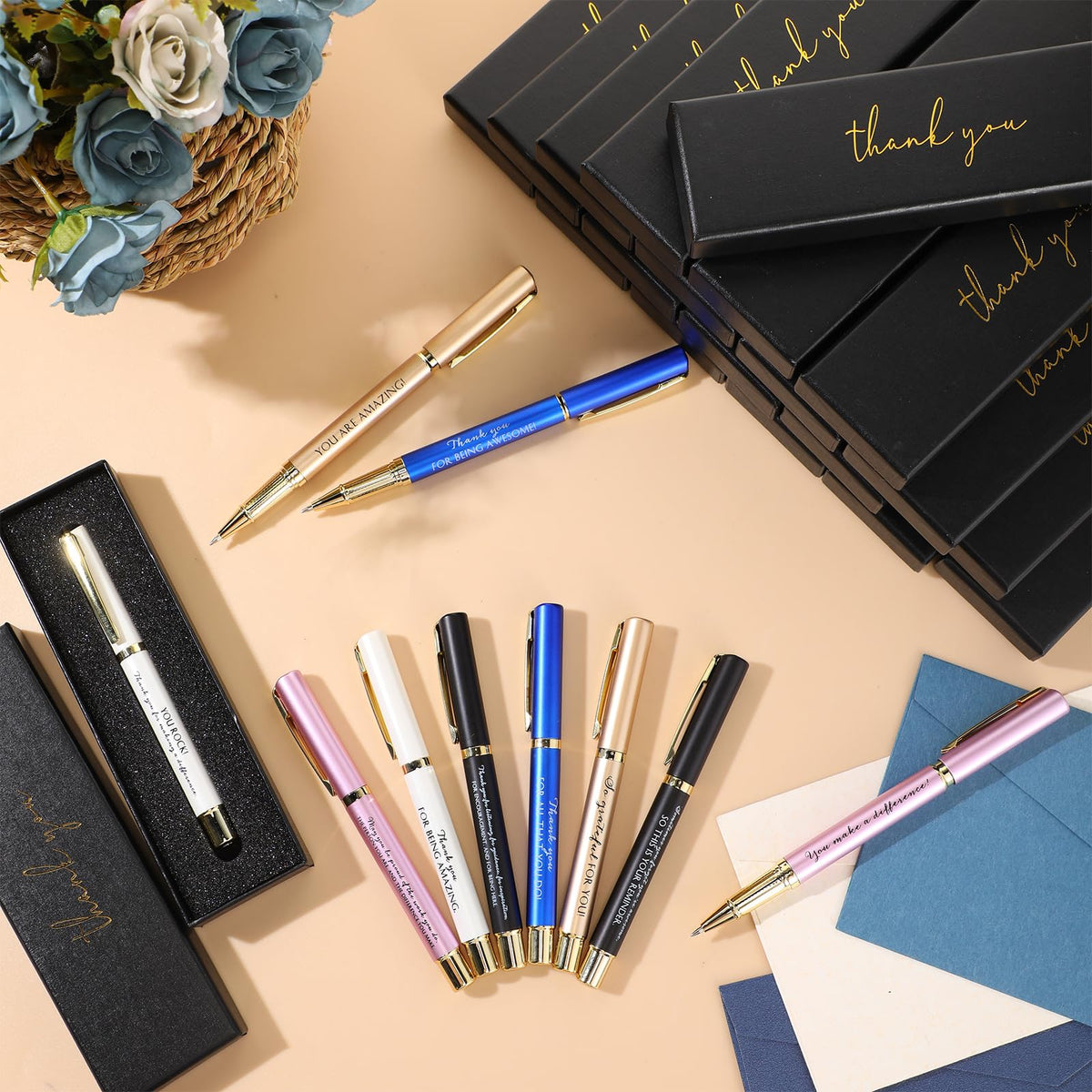 PerKoop 10 Sets Thank You Gifts, Appreciation Pens with Boxes for Men Women