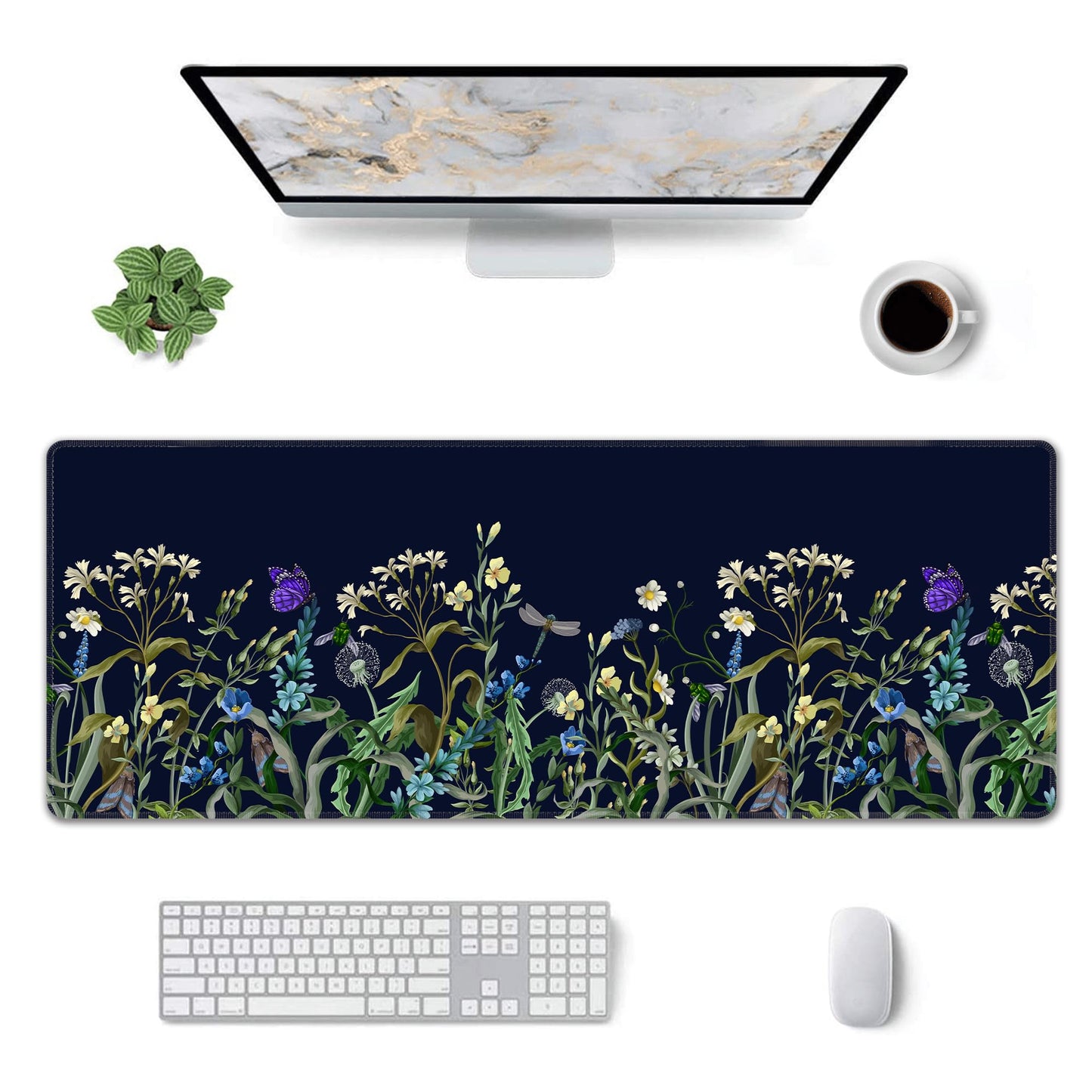 Weeds Flowers Large Mouse Pad,Gaming Keyboard Desk Pad,Extended Mouse Mat Non-Slip Rubber Base with