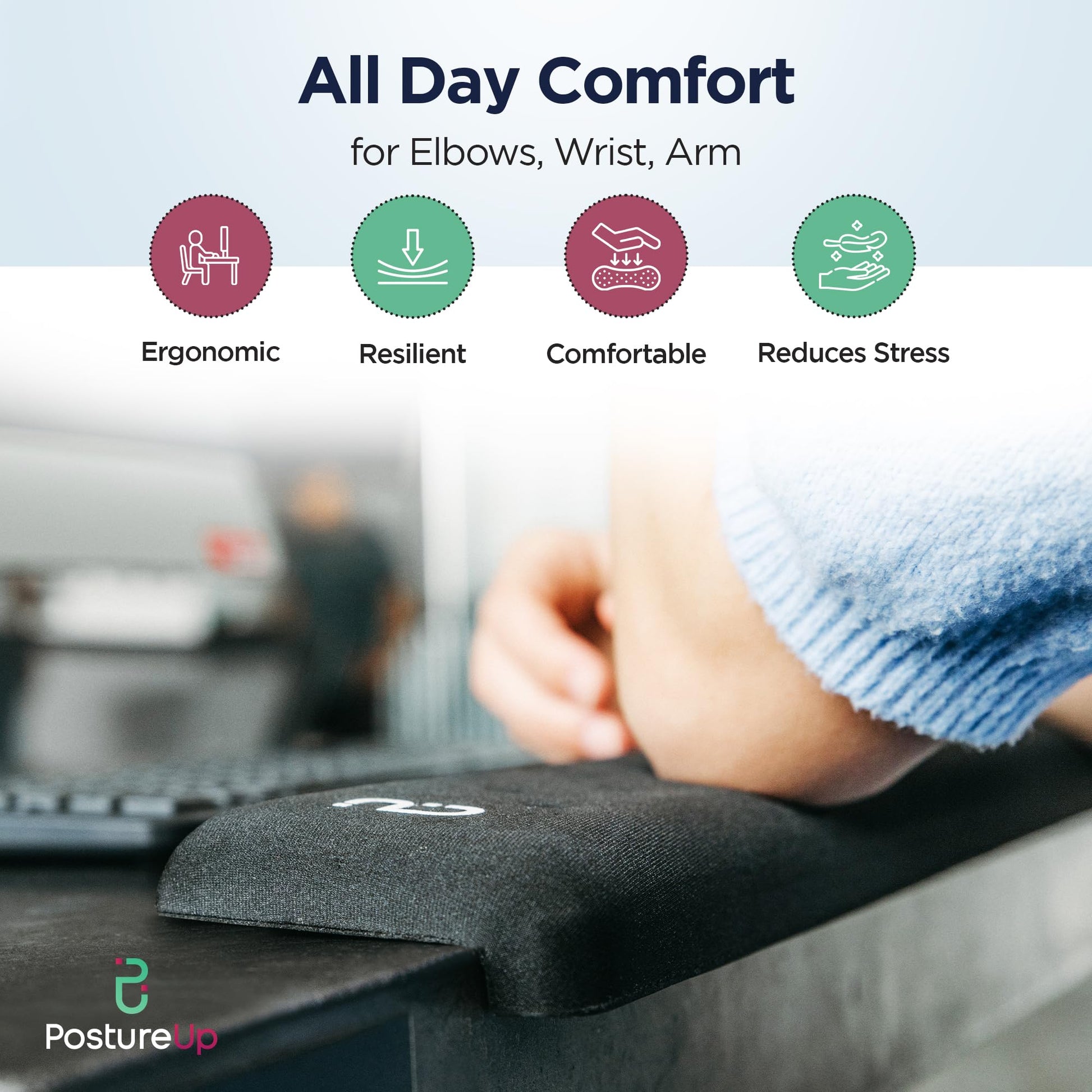 EdgeRest PostureUp L-Shaped Desk Long Wrist Rest Elbow, Forearm & Wrist Comfort Support for Table