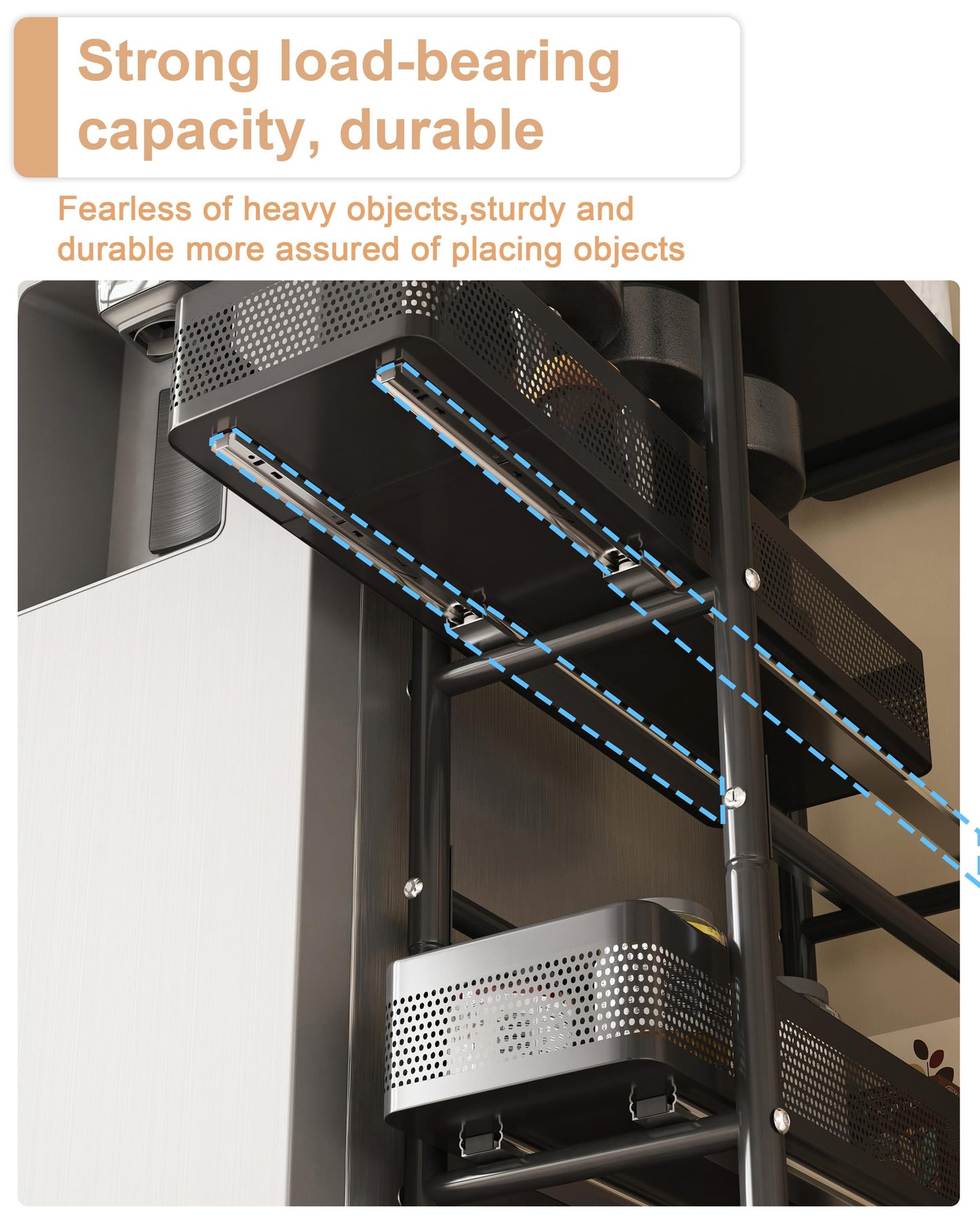UMDONX 4-Tier Narrow Mobile Storage Cart with Pull-Out Baskets
